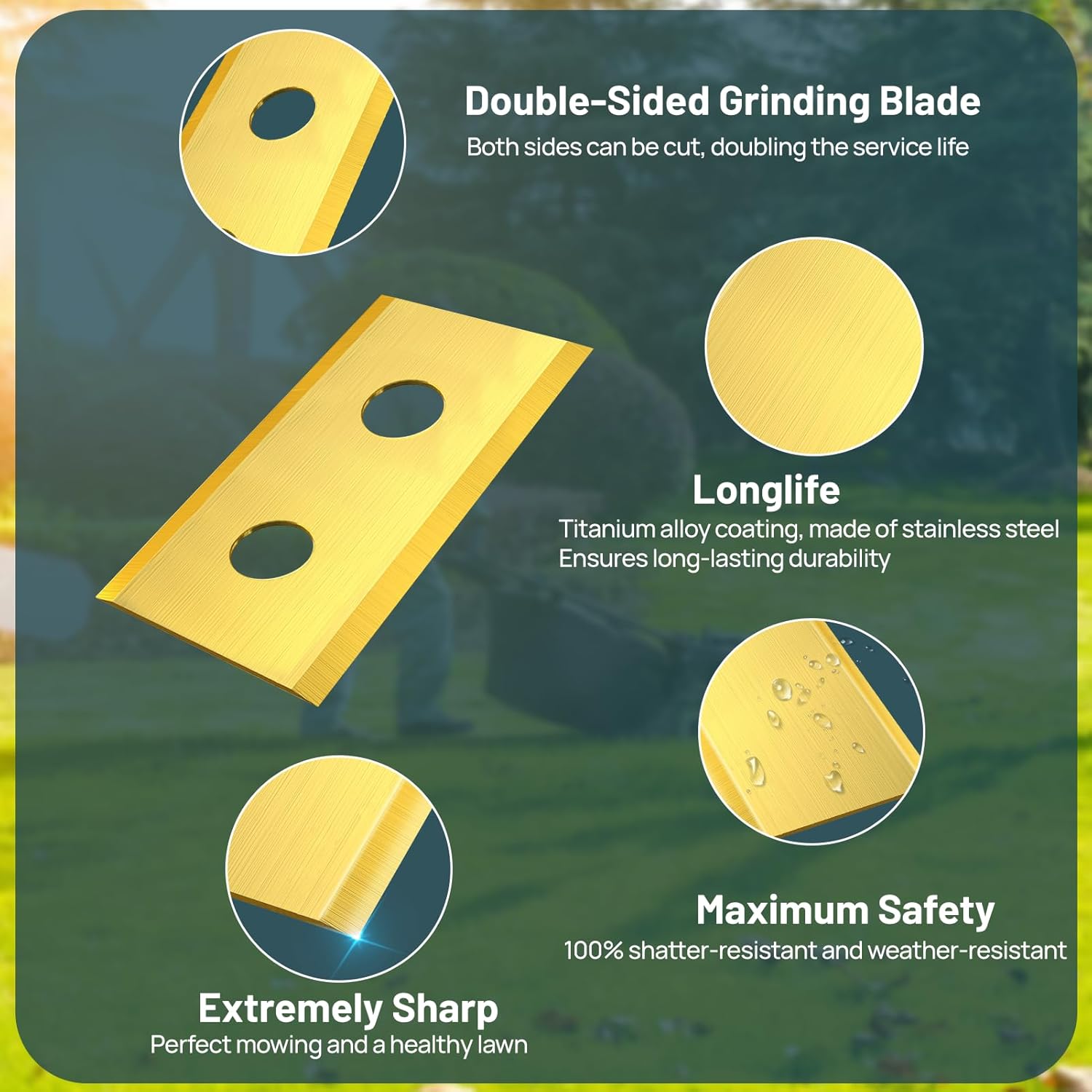 Detalle de FAUETI 32Pcs Replacement Blades + Screws with Lock for Mammotion Luba & YUKA Series