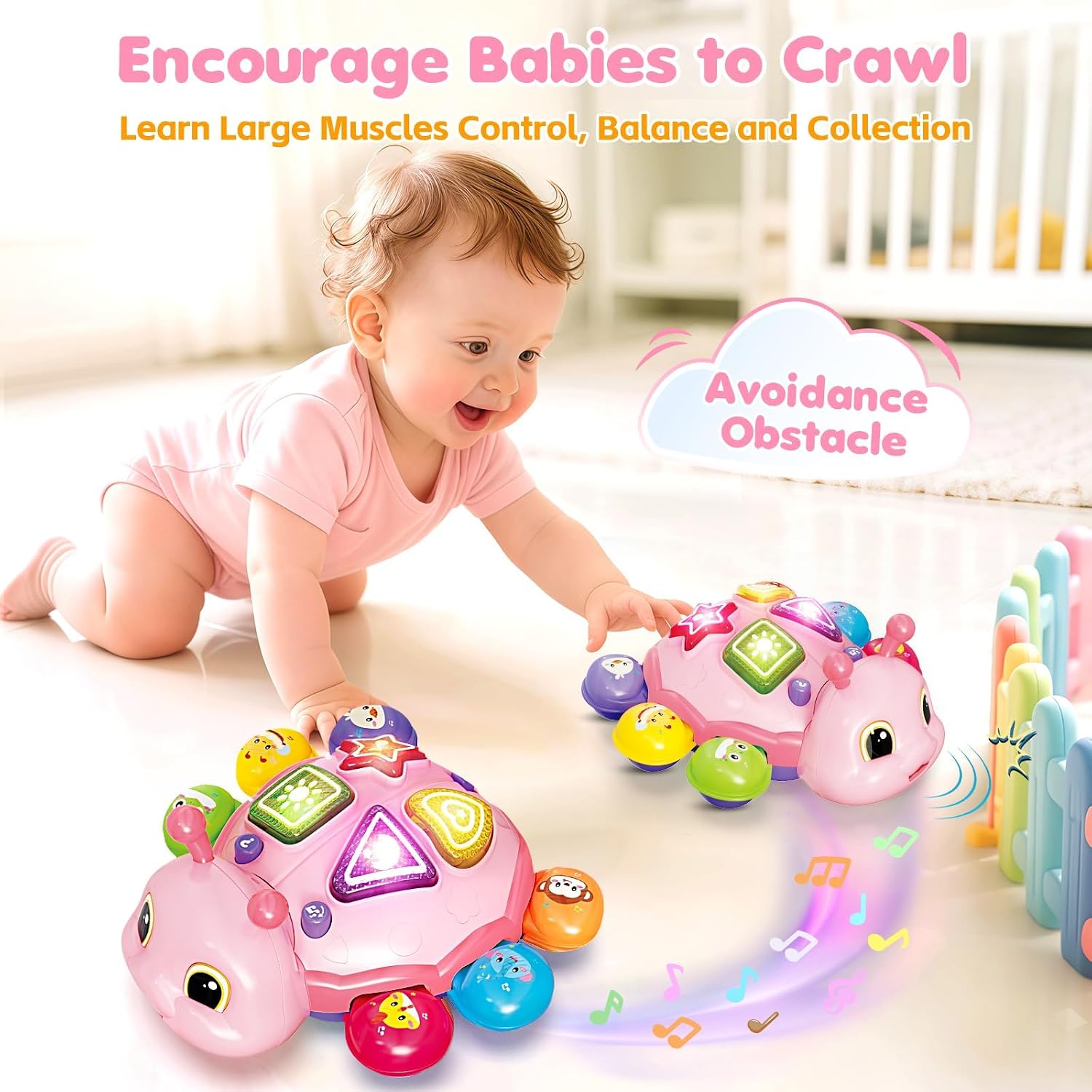 Detalle 2 de Musical Crawling Baby Toy, Pink