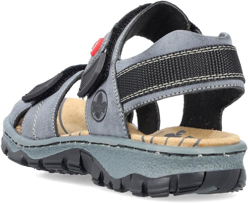 Detalle de Rieker Damen Klassische Sandalen 68851 – schmeichelnd schmale Passform mit Klettverschluss
