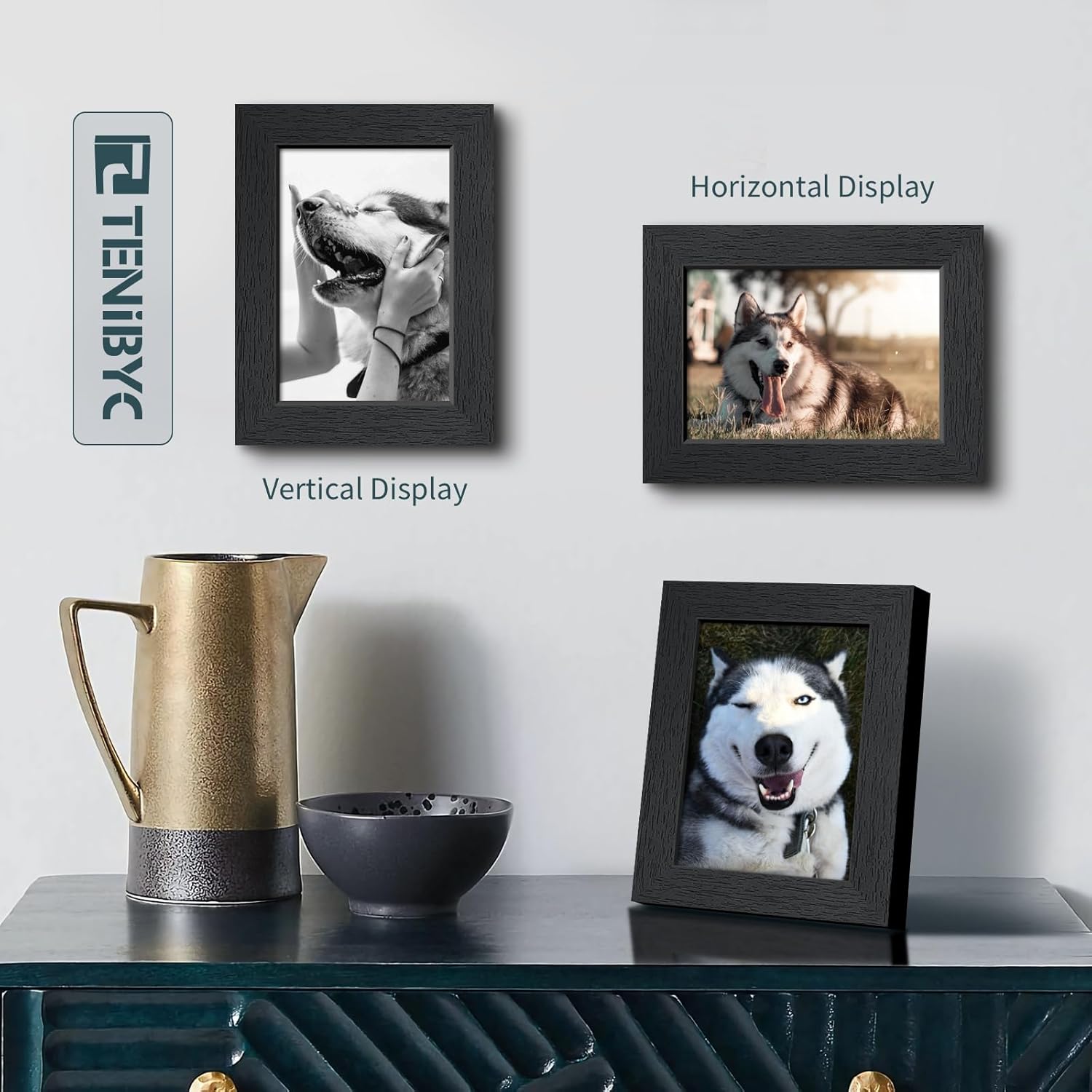 Thumbnail 5 de TENIBYC 5x7 Picture Frame 3 Pack – Black Woodgrain, Solid Wood & HD Tempered Glass
