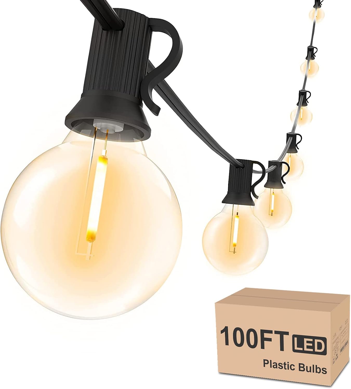 Detalle de Svater 100 FT Outdoor String Lights, 52 Shatterproof Warm White LED Bulbs