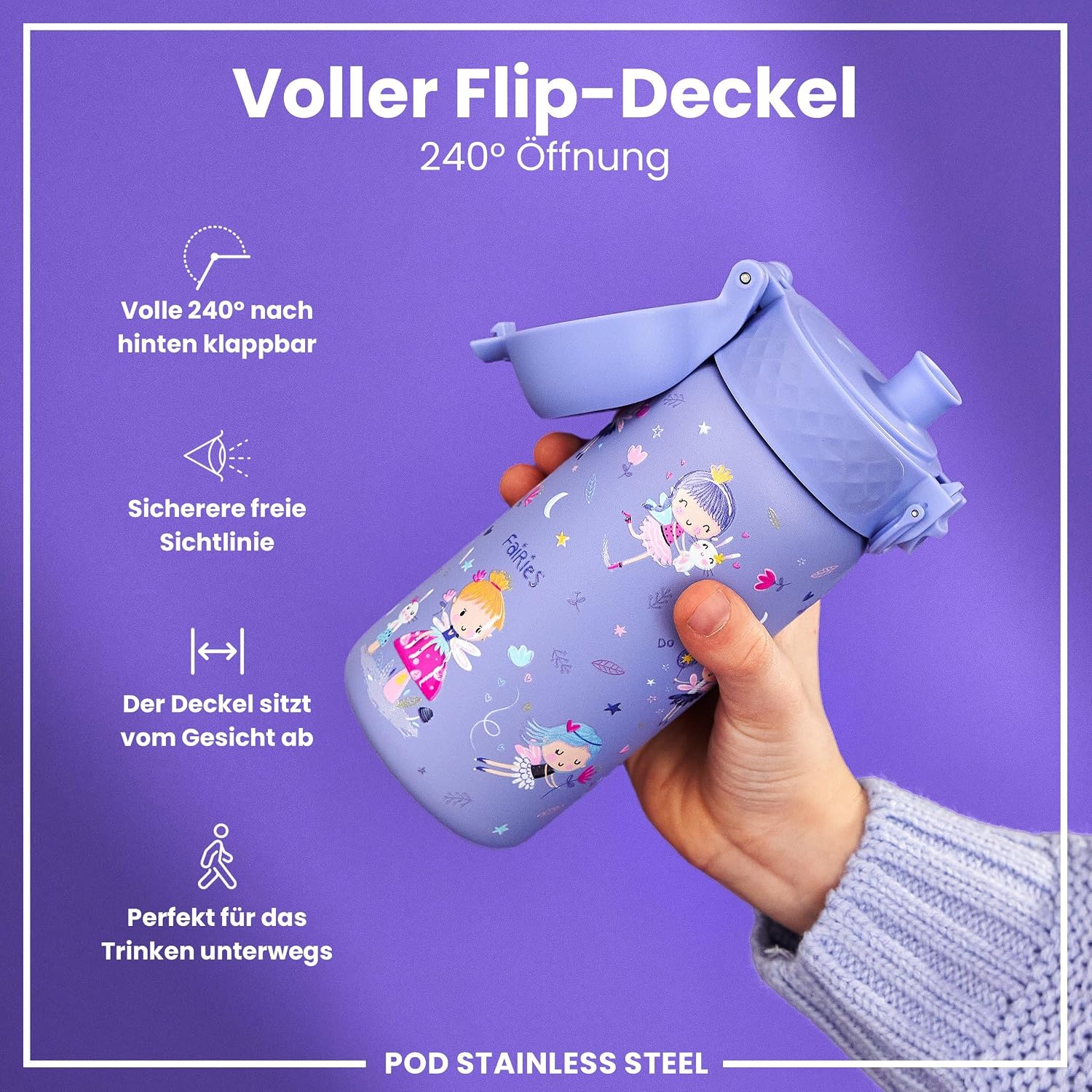Detalle 2 de ion8 Kinder Trinkflasche 400 ml 🥤