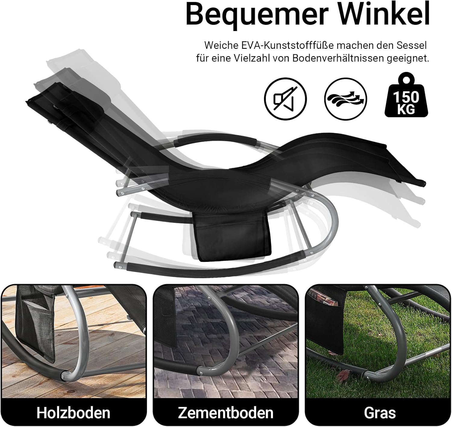 Detalle de SoBuy Sonnenliege OGS28-SCHx2 – wetterfeste 2‑Personen Liegestuhl für Garten, Balkon und Strand