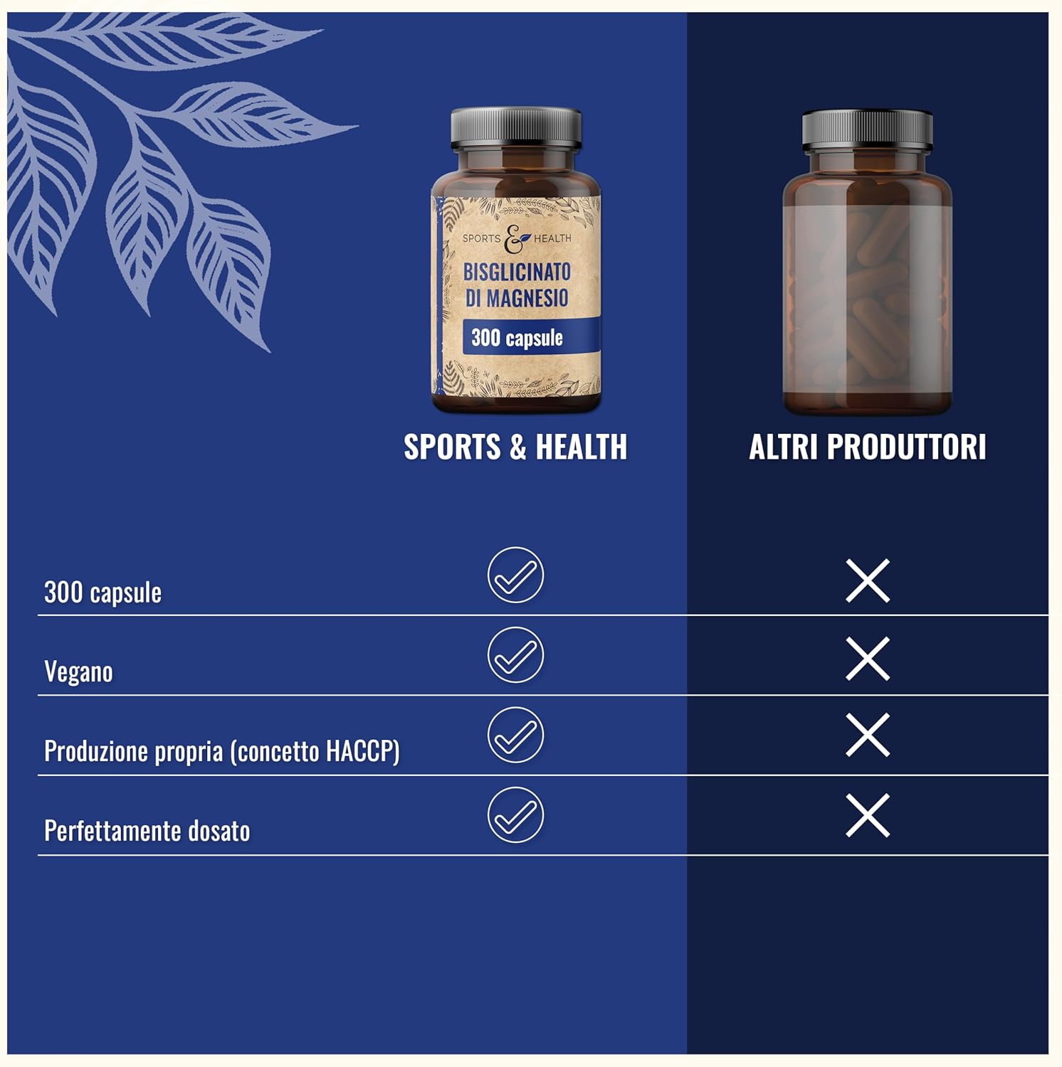 Detalle de Magnésium Bisglycinate Gélules – 300 Gélules hautement dosées, 400 mg par portion – Végan – production HACCP en Allemagne