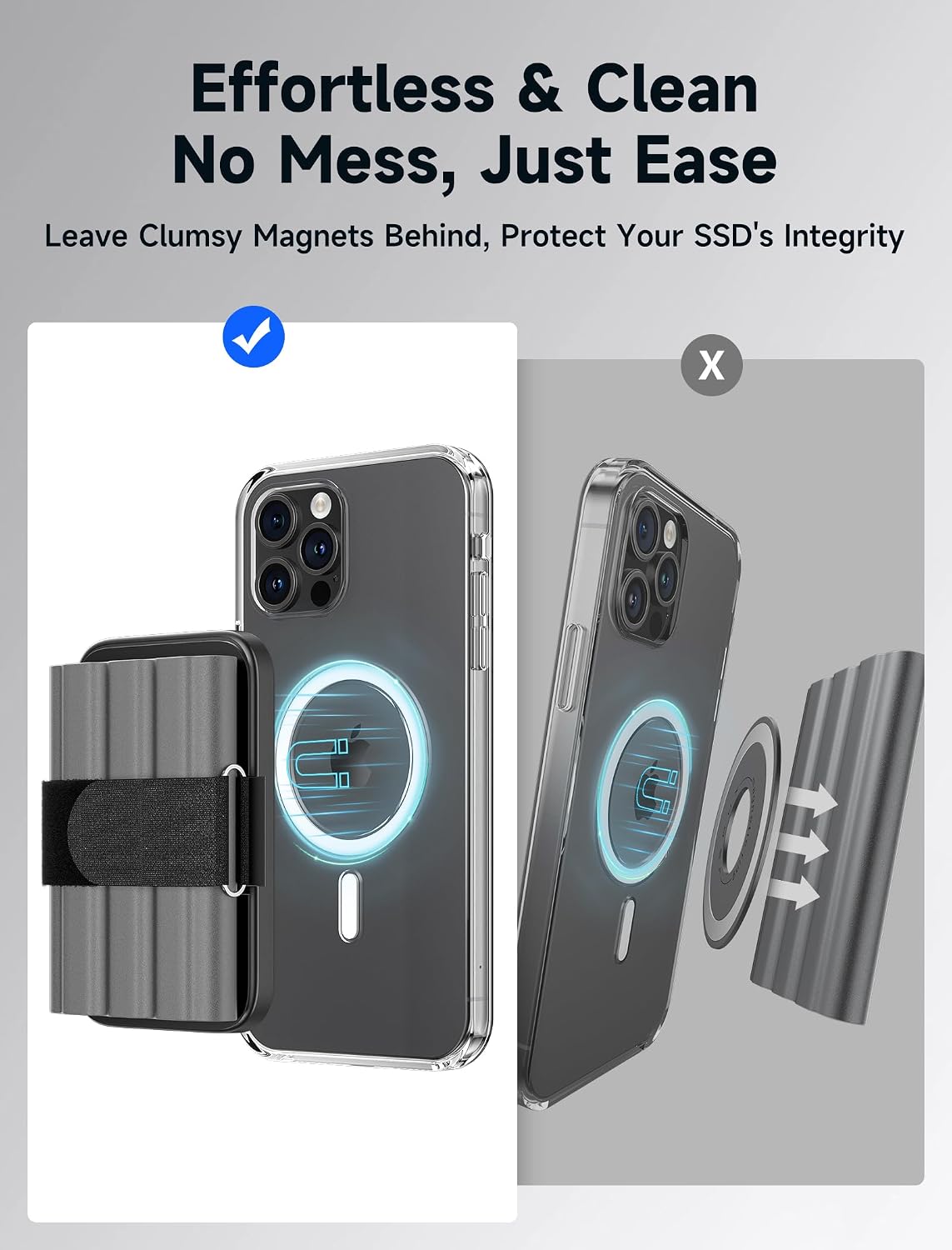Detalle de JSAUX Clip Magnético SSD para iPhone 15 Pro y 16