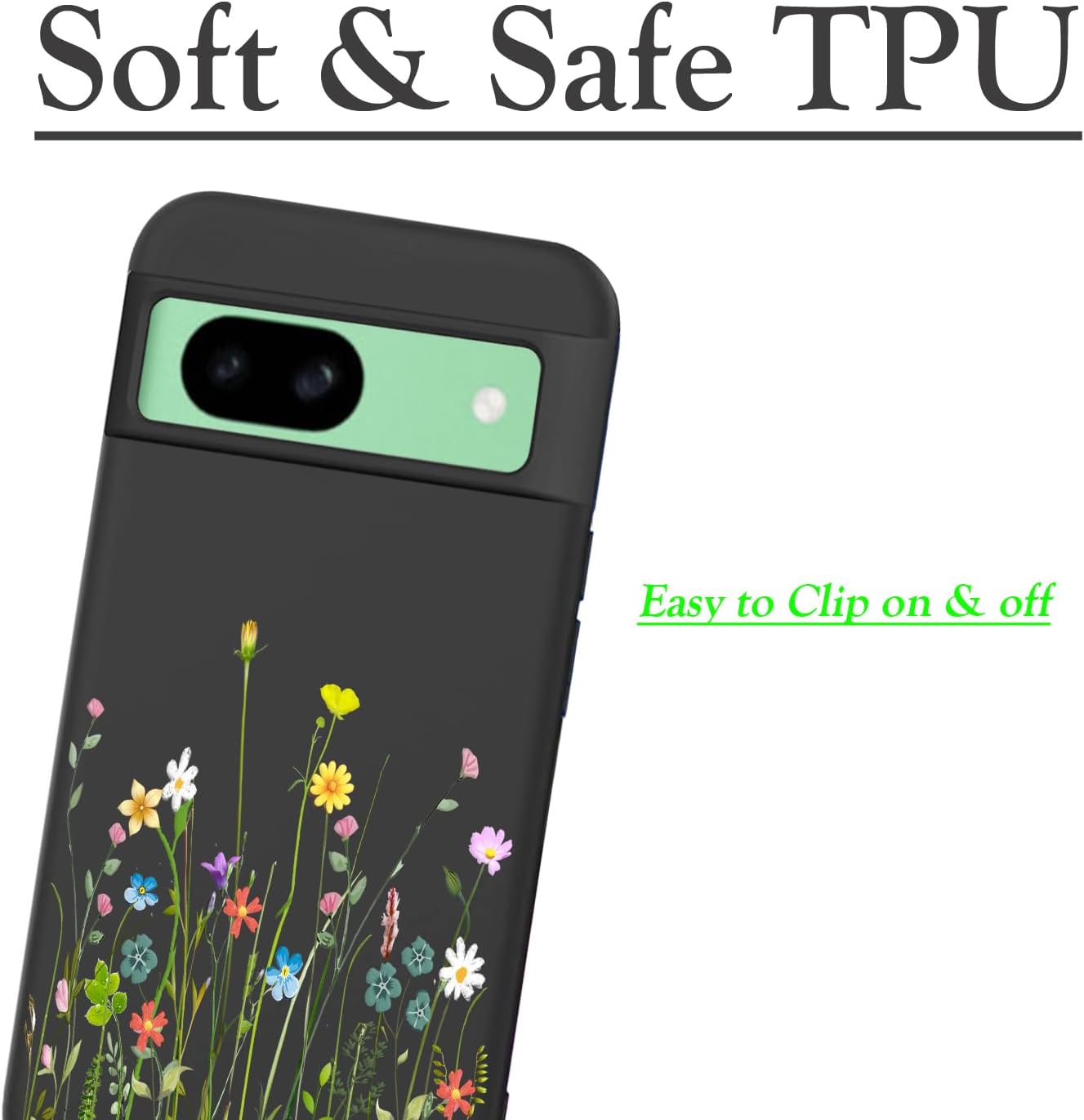 Detalle 1 de Unov Pixel 8 TPU Phone Case, Flower Bouquet Pattern and Raised Edges
