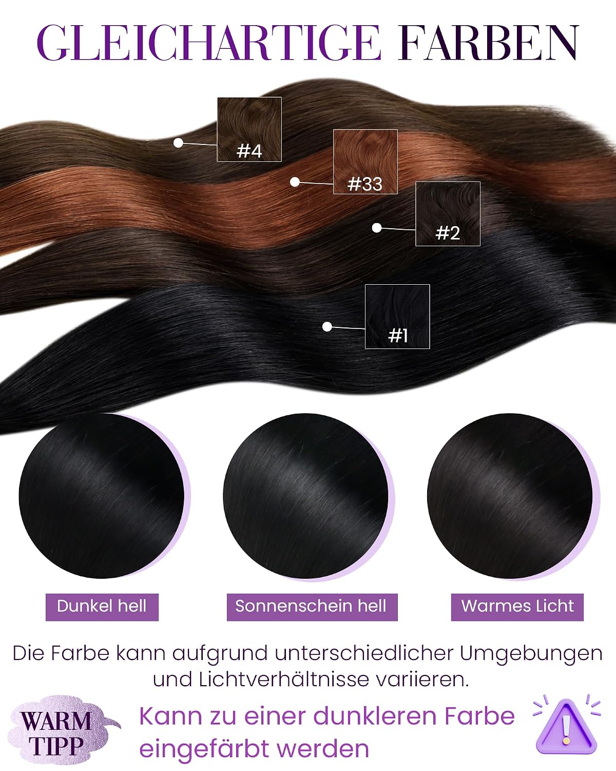 Detalle de Laavoo Bondings Extensions Echthaar 60 cm Schwarz – Keratin Bondings Glattes Echthaar Remy 50 g