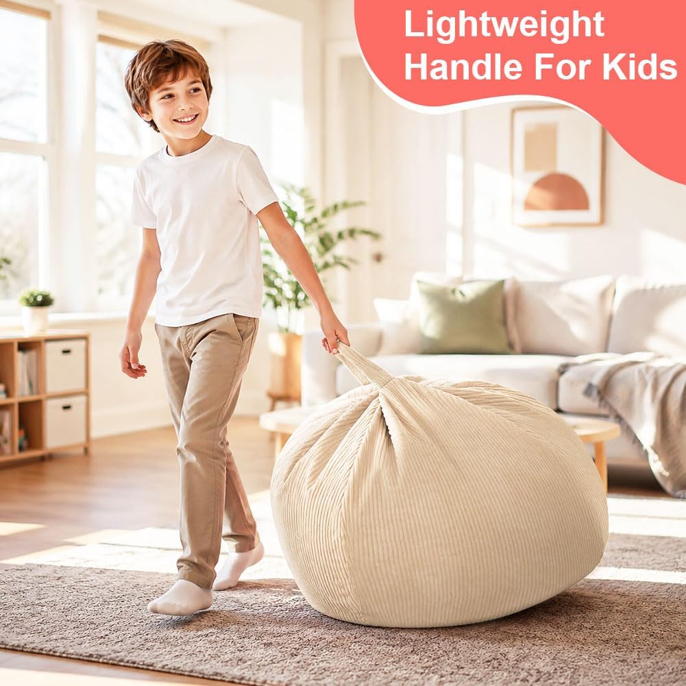 Thumbnail 6 de Vicloon Corduroy Bean Bag Chair Cover, 85 x 85 x 50 cm, Beige, Unfilled