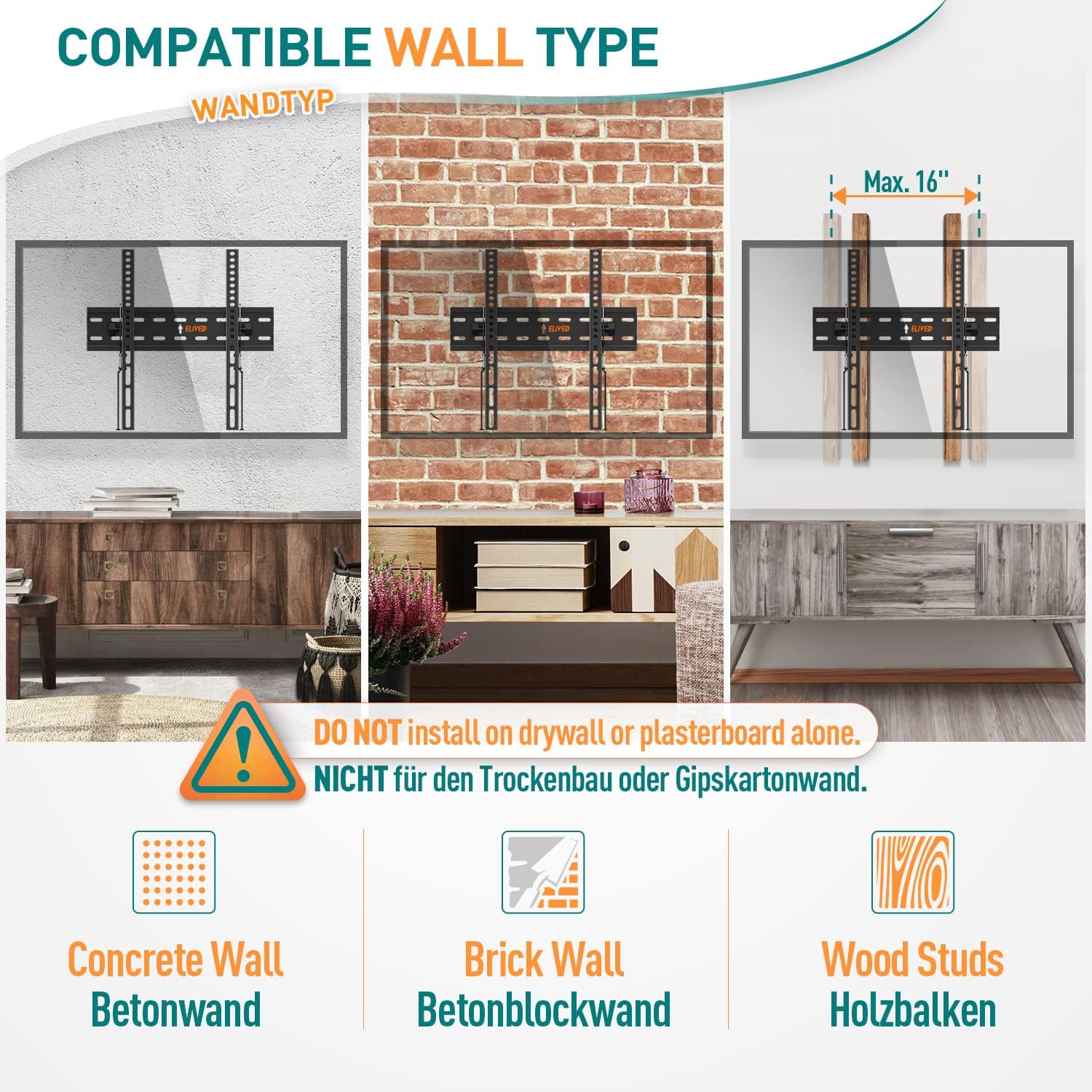 Thumbnail 6 de EV007 ELIVED Neigbare TV Wandhalterung 26–60 Zoll
