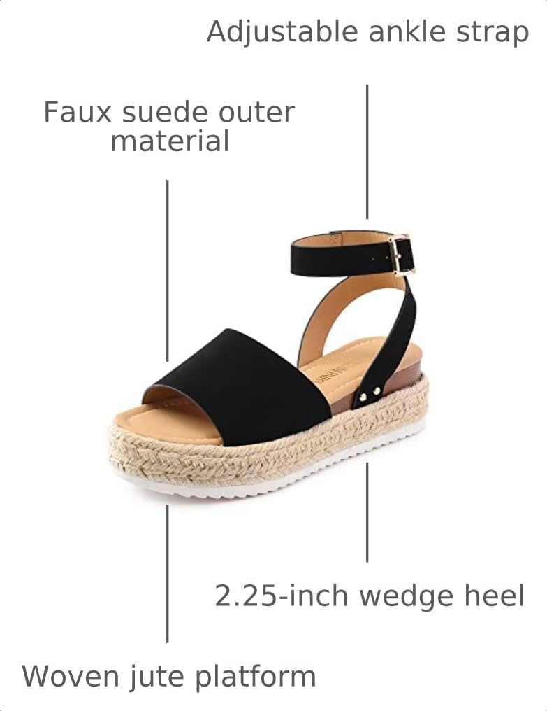 Detalle de DREAM PAIRS Women's Platform Espadrilles: Comfortable Ankle Strap Wedge Sandals