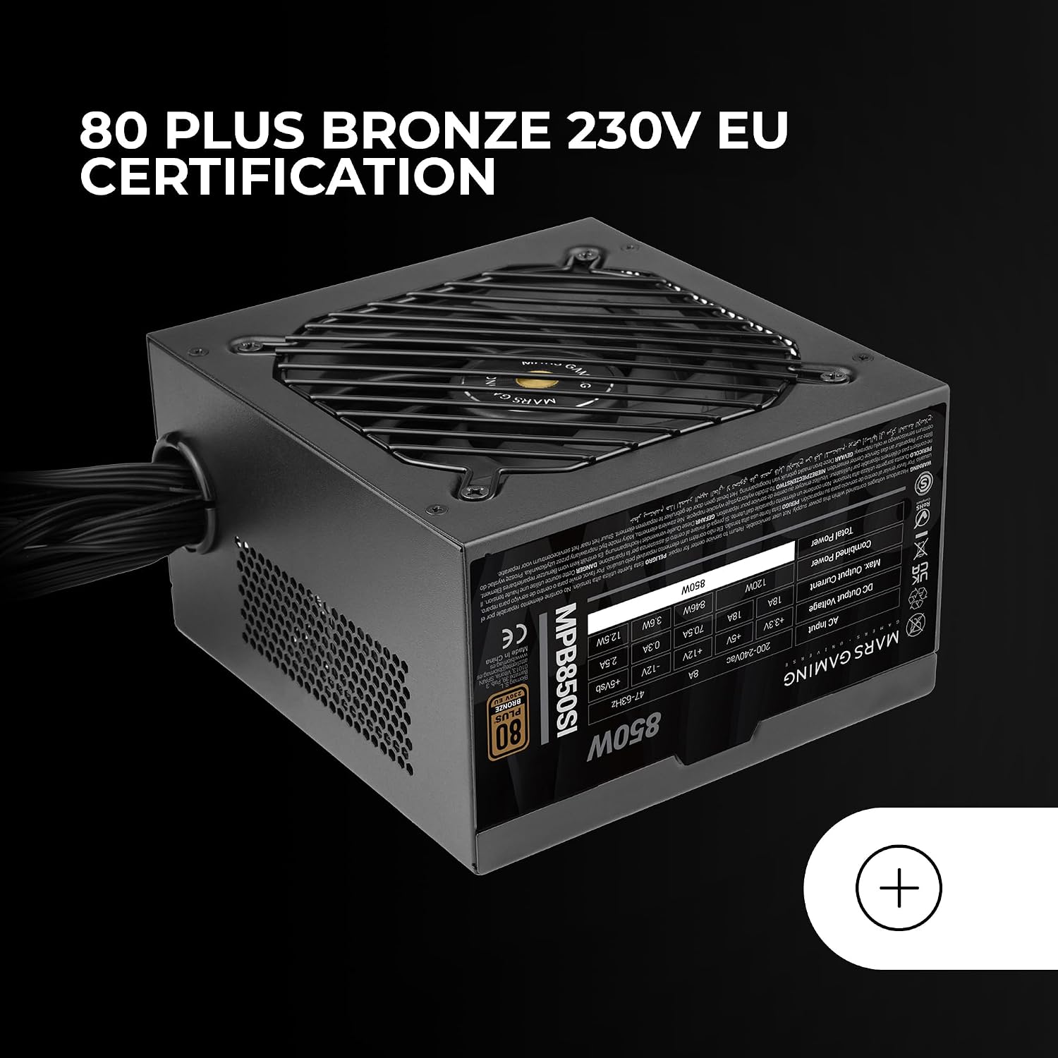 Thumbnail 4 de Mars Gaming MPB850SI alimentatore ATX 850W 80 Plus Bronze 230V con 7 anni di garanzia (nero)
