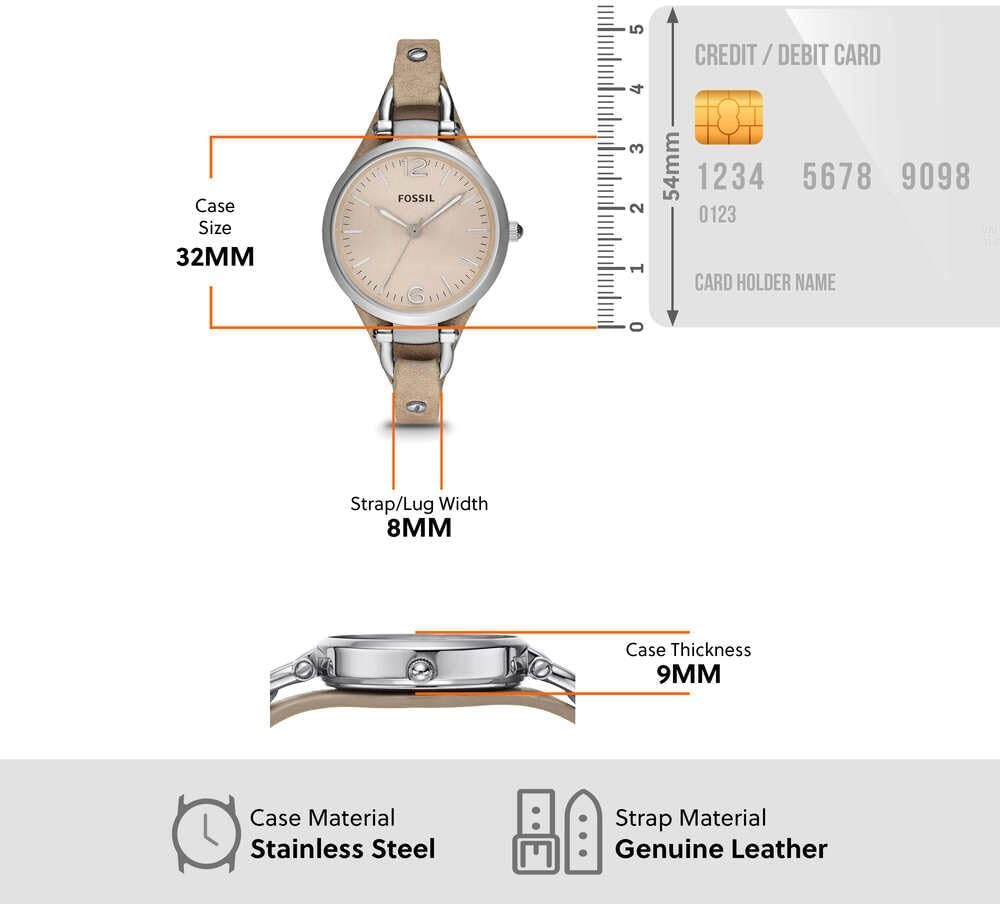 Thumbnail 6 de Fossil Damenuhruhr Georgia – 32 mm Gehäuse, Quarzwerk, Lederarmband