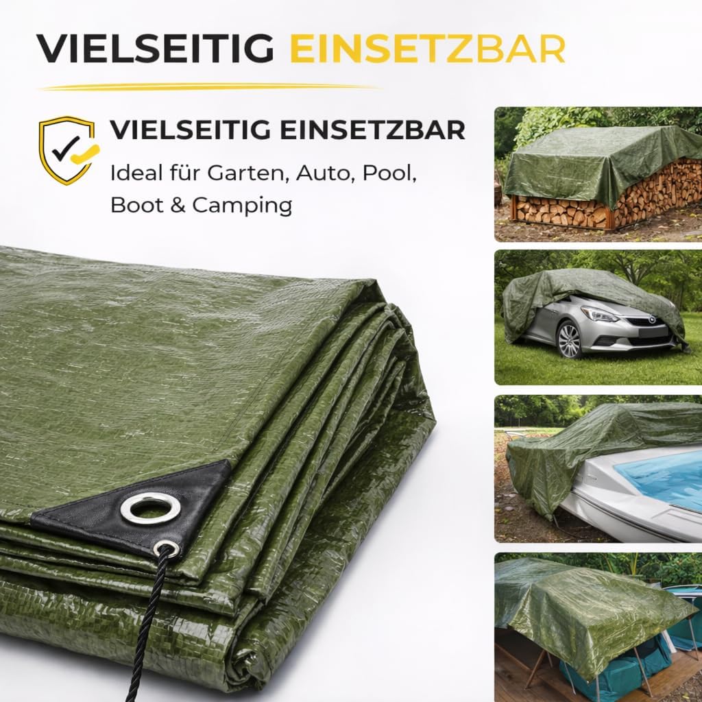 Thumbnail 4 de Telone di copertura toolmate 2 x 2 m verde con occhielli, impermeabile 200 g/m²