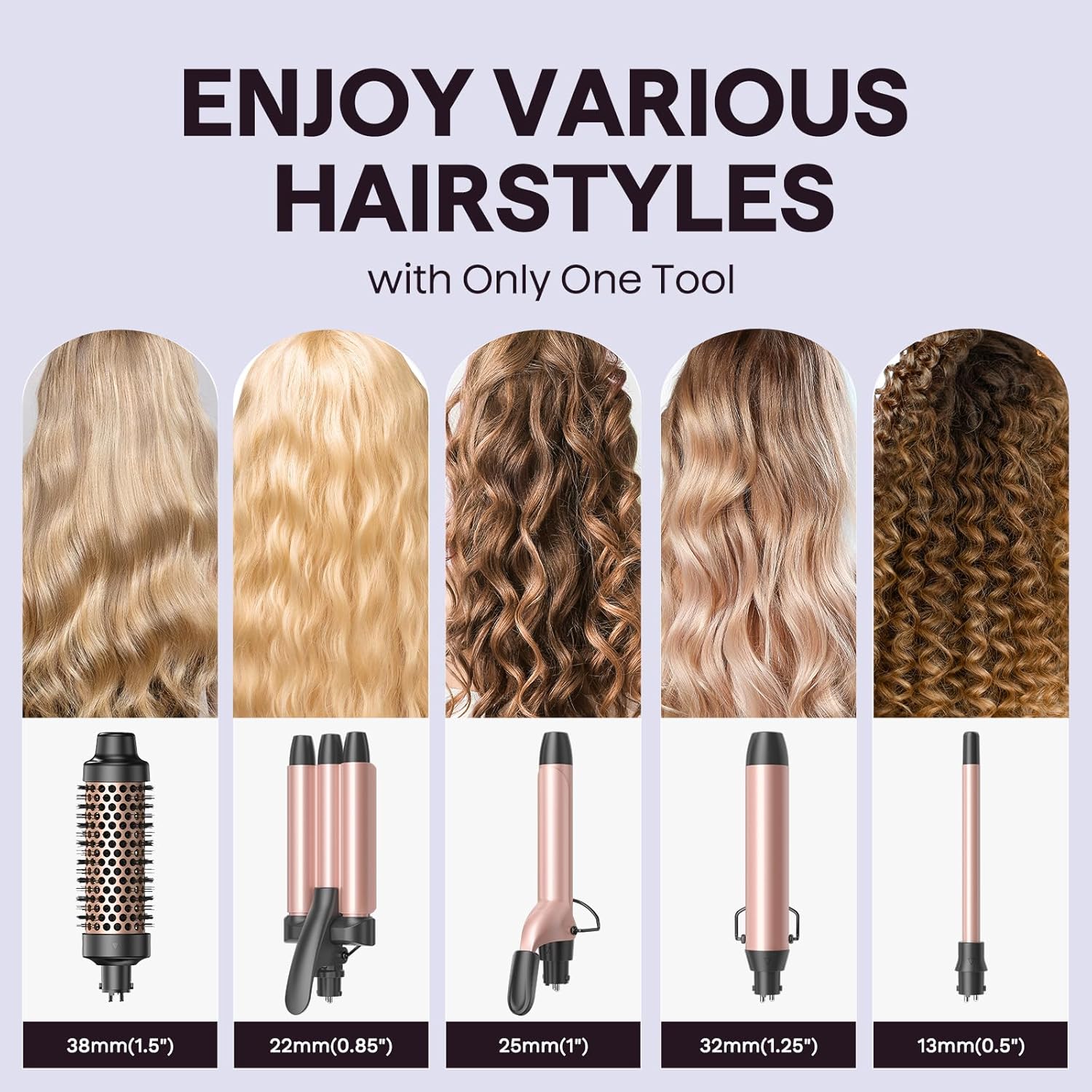 Thumbnail 1 de Wavytalk 5 in 1 Curling Wand Set (Dual Voltage) with 5 Interchangeable Barrels, Ceramic Wands, Thermal Brush & Crimper