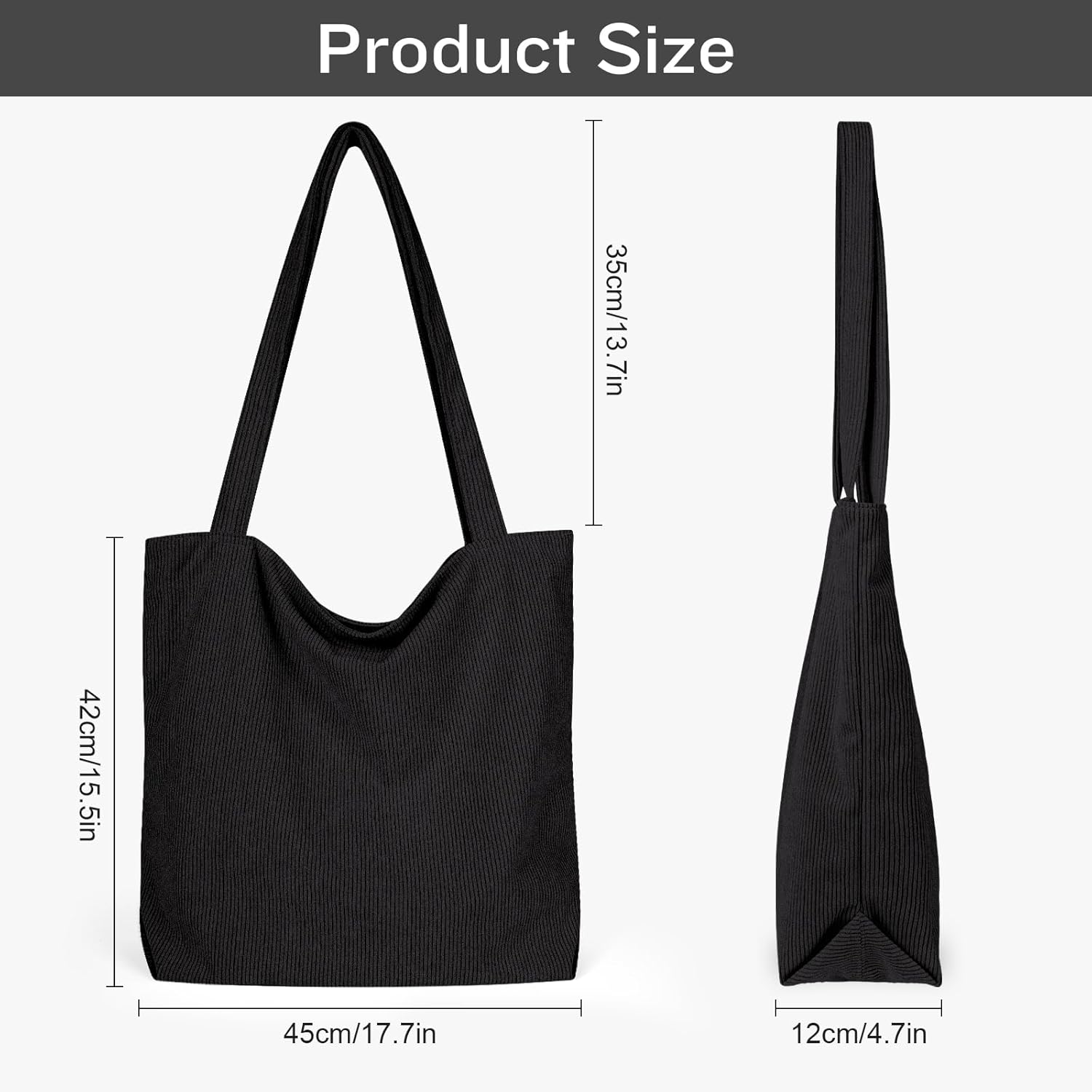 Detalle de flintronic Corduroy Tote Bag for Women — Large Capacity Shoulder Tote
