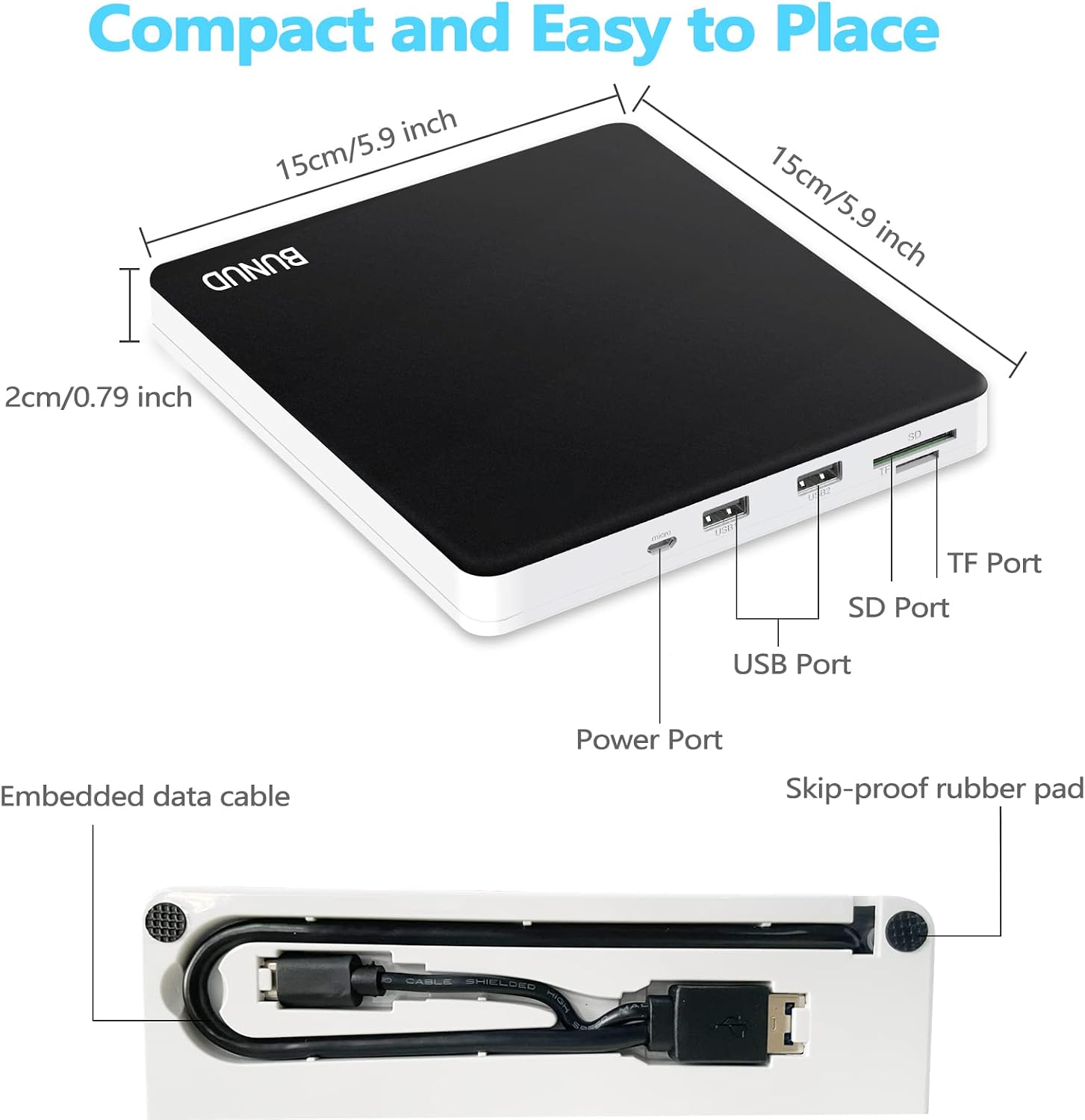 Detalle de External CD DVD Drive USB 3.0 Type-C Slim Optical Drive 💽