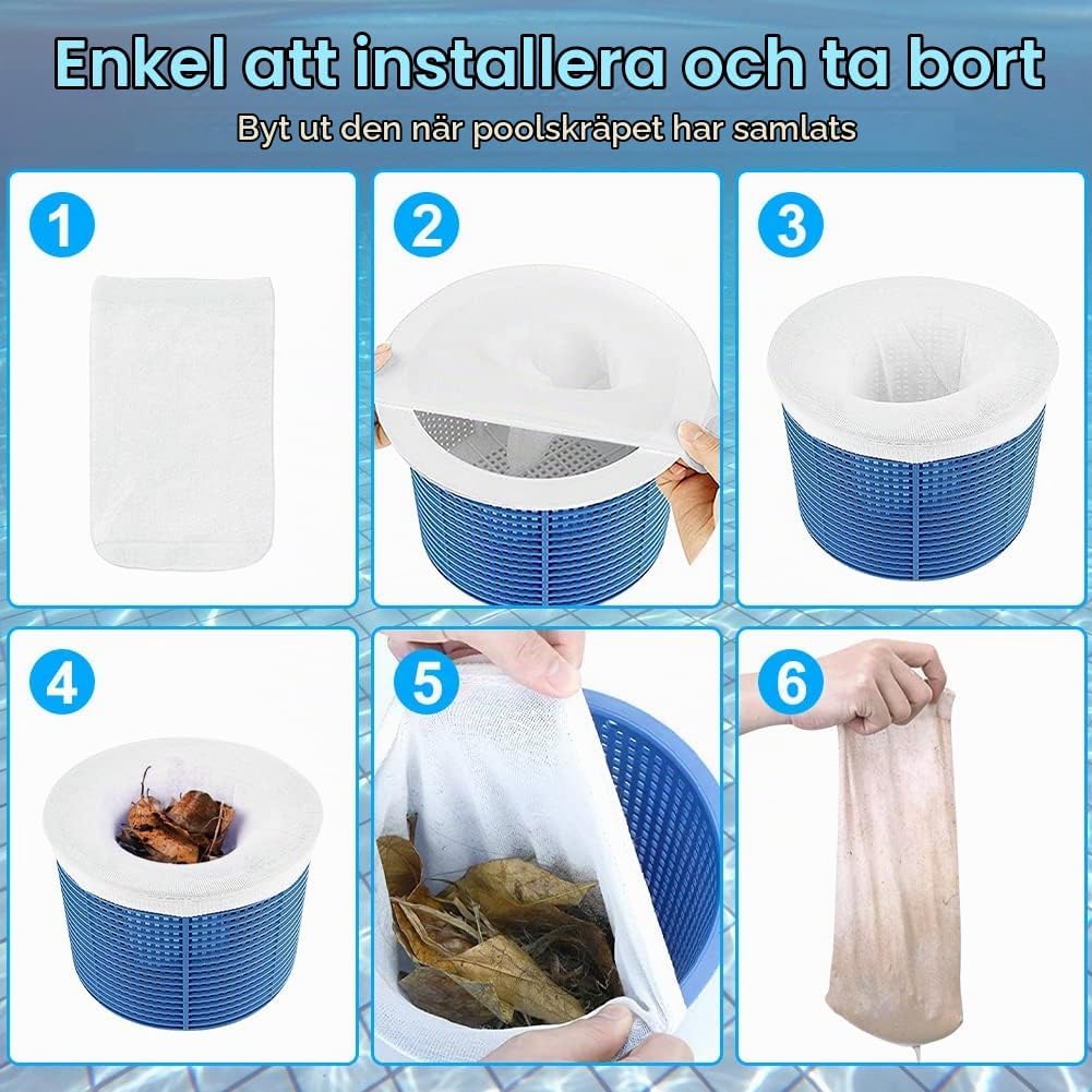 Detalle de OFFCUP poolskimmerstrumpor, 20-pack i nylon för hår, löv och insekter