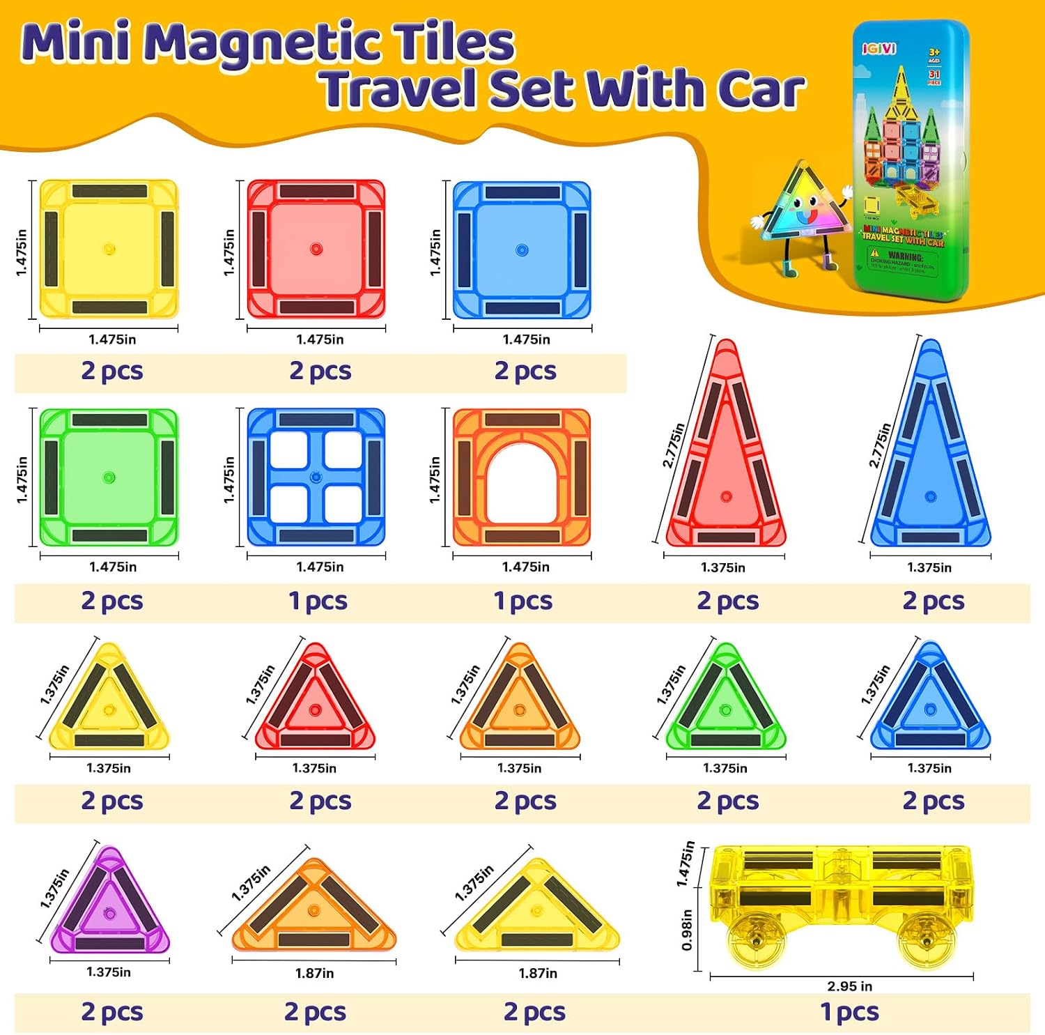 Detalle de IGIVI Magnetic Tile Set with 30 Tiles