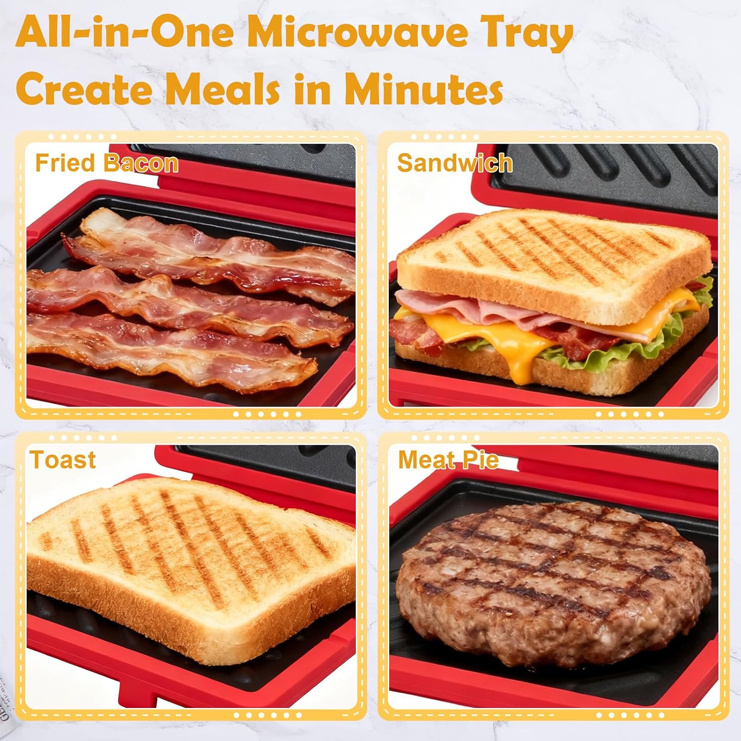 Detalle de Microwave Toastie Sandwich Maker with Removable Non-Stick Plates (Red)