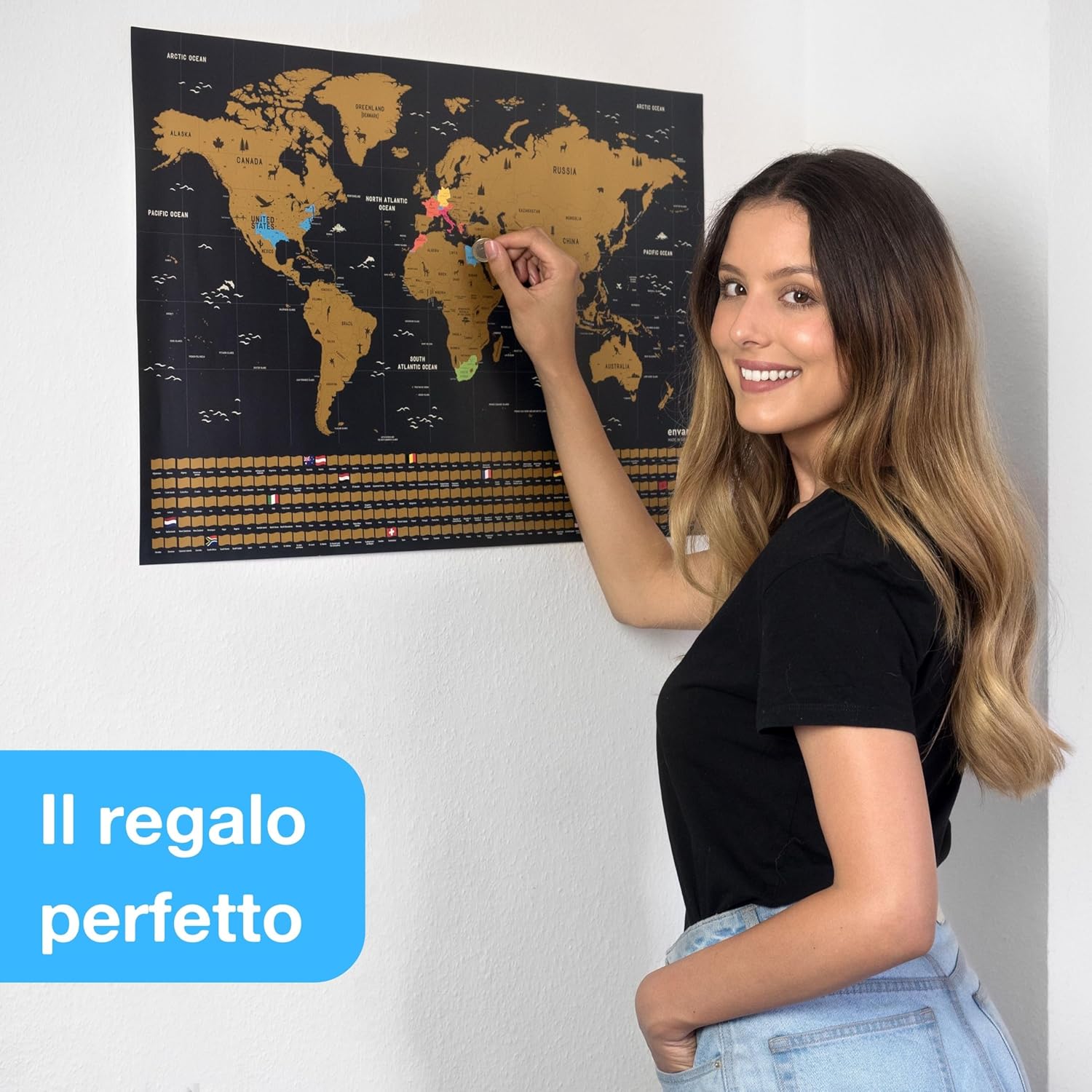 Thumbnail 5 de envami Mappa del Mondo da Grattare - Oro 68 x 43 cm