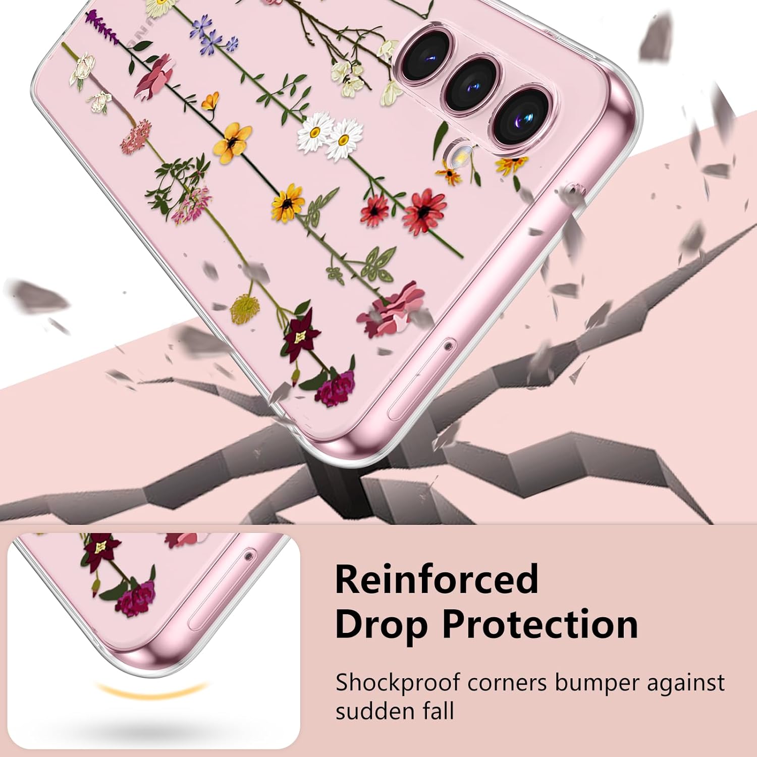 Thumbnail 3 de ZTOFERA Floral Silicone Case for Samsung Galaxy A15 (4G/5G) – Clear with climbing flower pattern