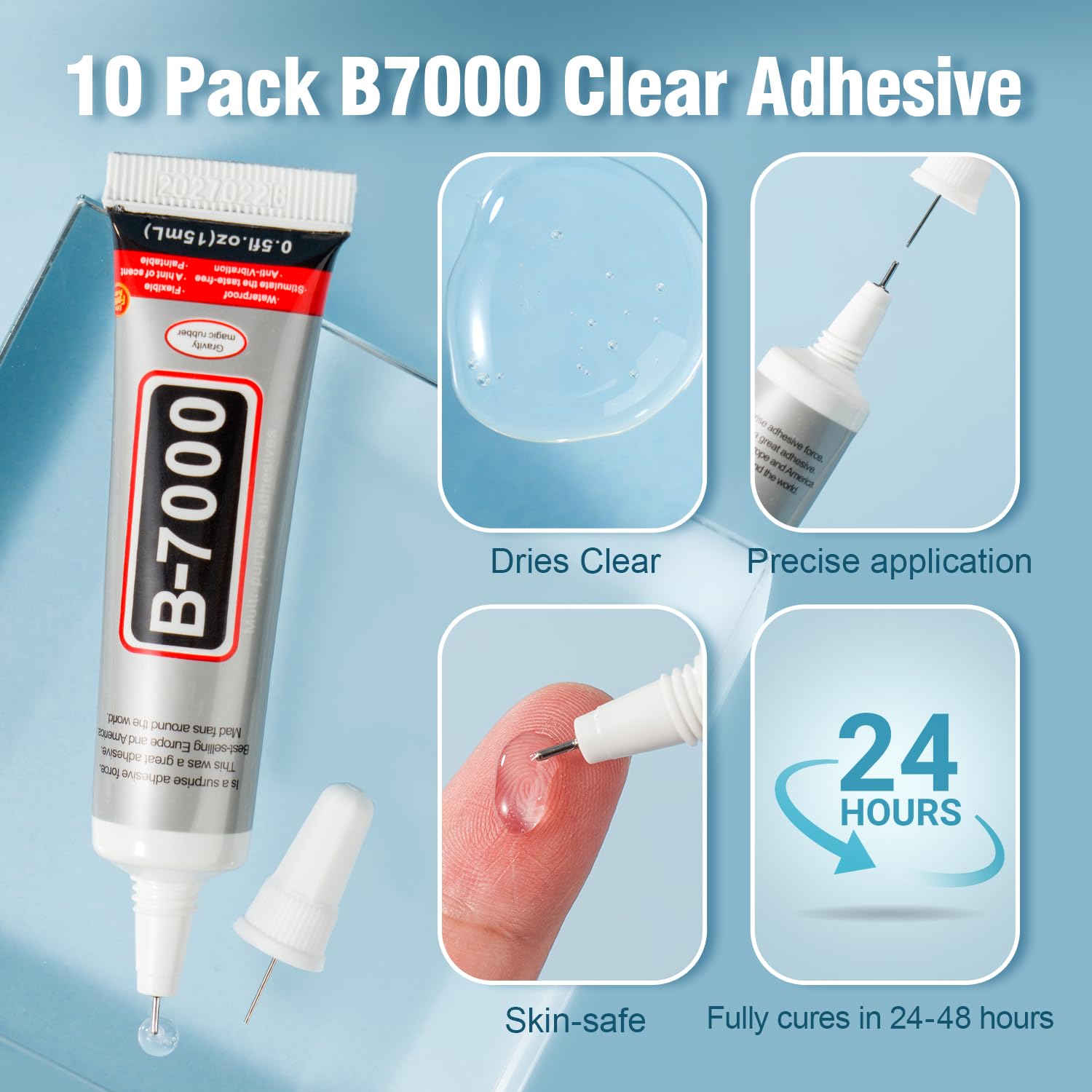 Thumbnail 2 de Zorela 10-Pack 15ml B7000 Clear Glue with Precision Tip – Multi-Purpose Craft Adhesive