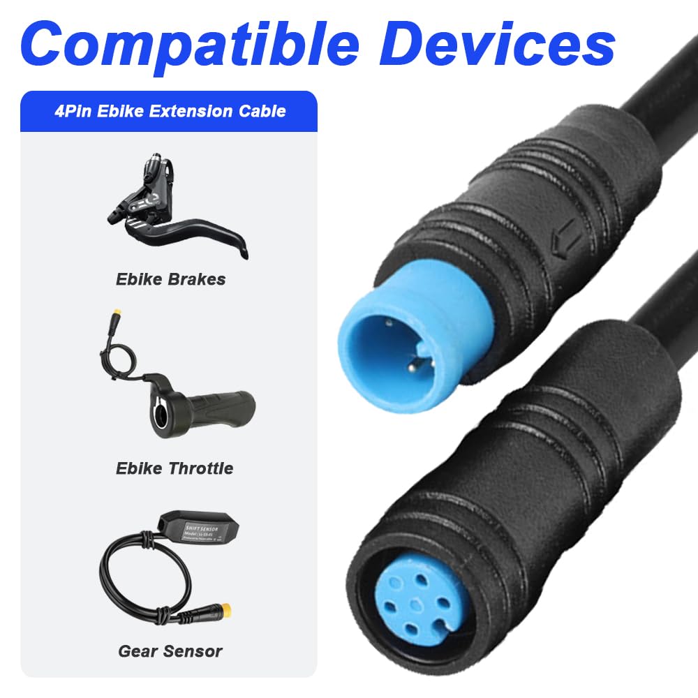 Detalle de Xiatiaosann Ebike 4Pin Extension Cable – Waterproof 100cm Lead for Lights, Sensors and Displays