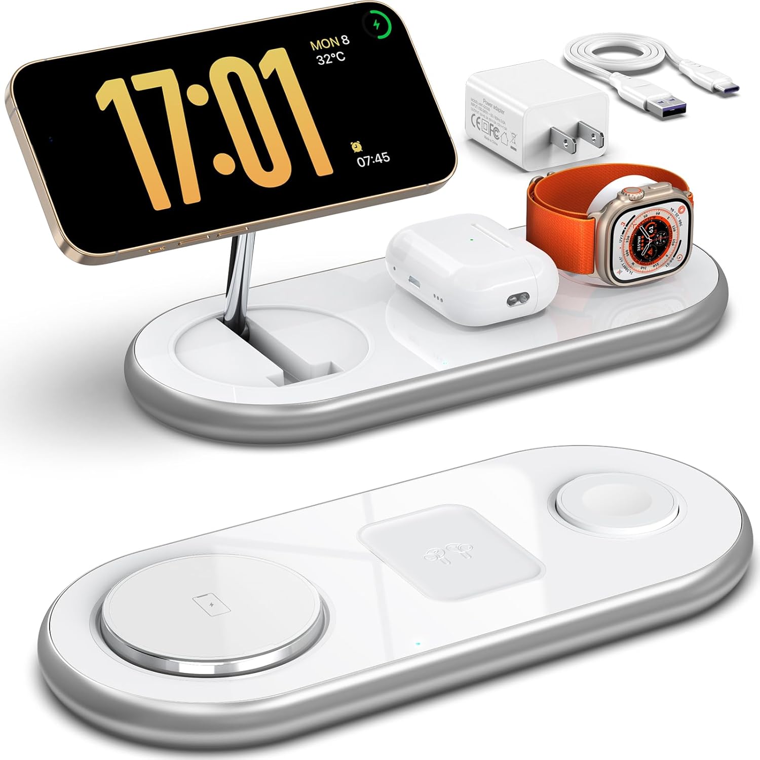 Thumbnail 6 de 3-in-1 Charging Station for Apple Devices (Mag-Safe) with Adjustable Stand for iPhone, Apple Watch & AirPods