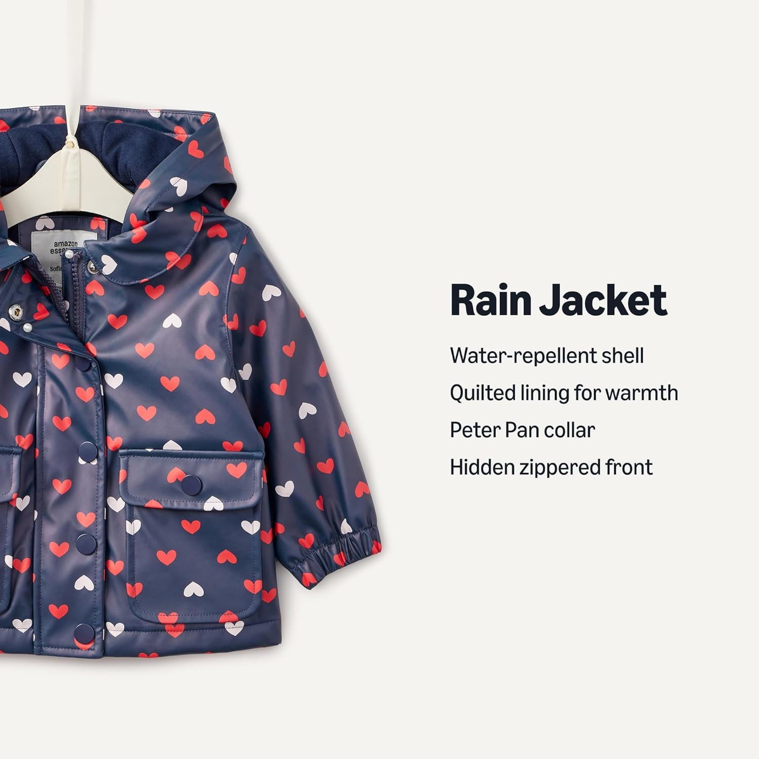 Detalle de Amazon Essentials x Sofia Grainge Toddler and Baby Girls' Water-Repellent Rain Jacket