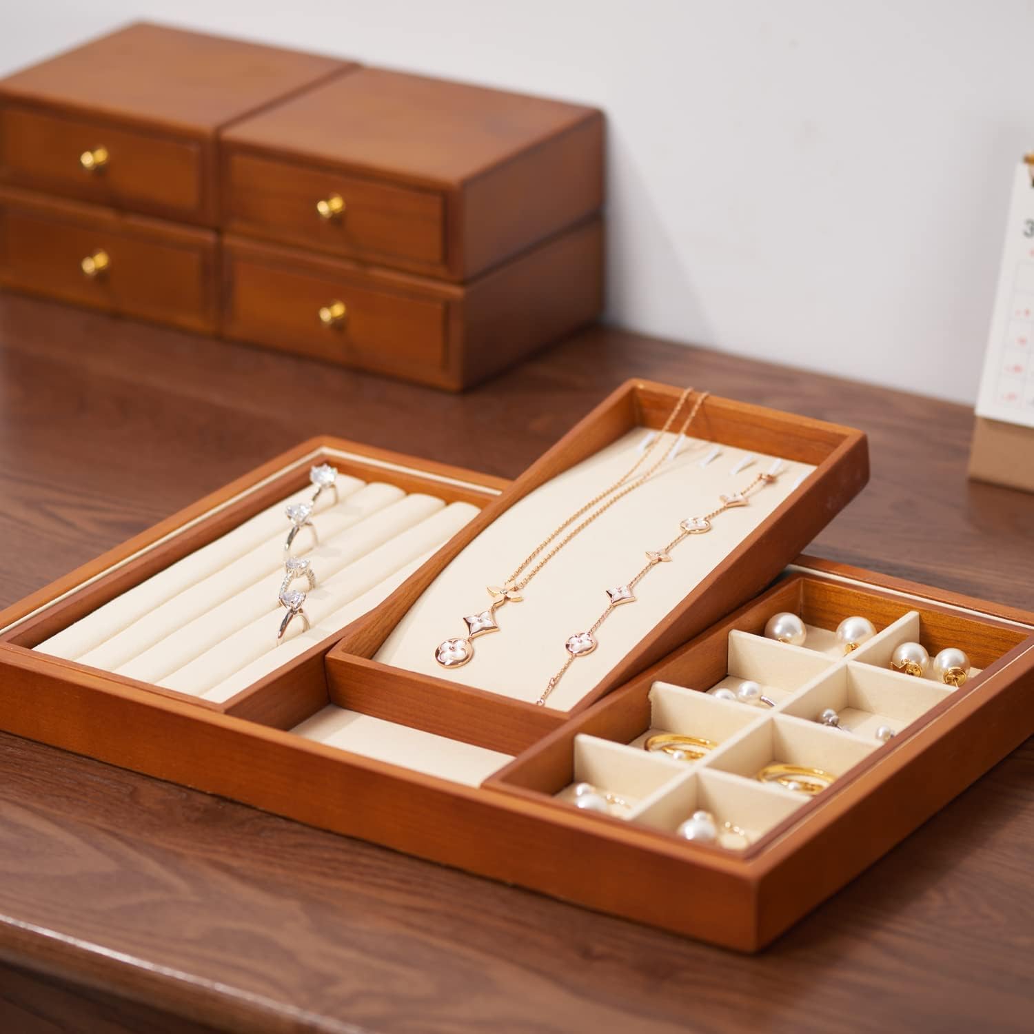 Thumbnail 3 de Oirlv Plateau à Bijoux en Bois Empilable 4 en 1