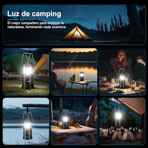 Thumbnail 6 de ILEEDear paquete de 2 linternas LED plegables para camping y emergencias (negro)