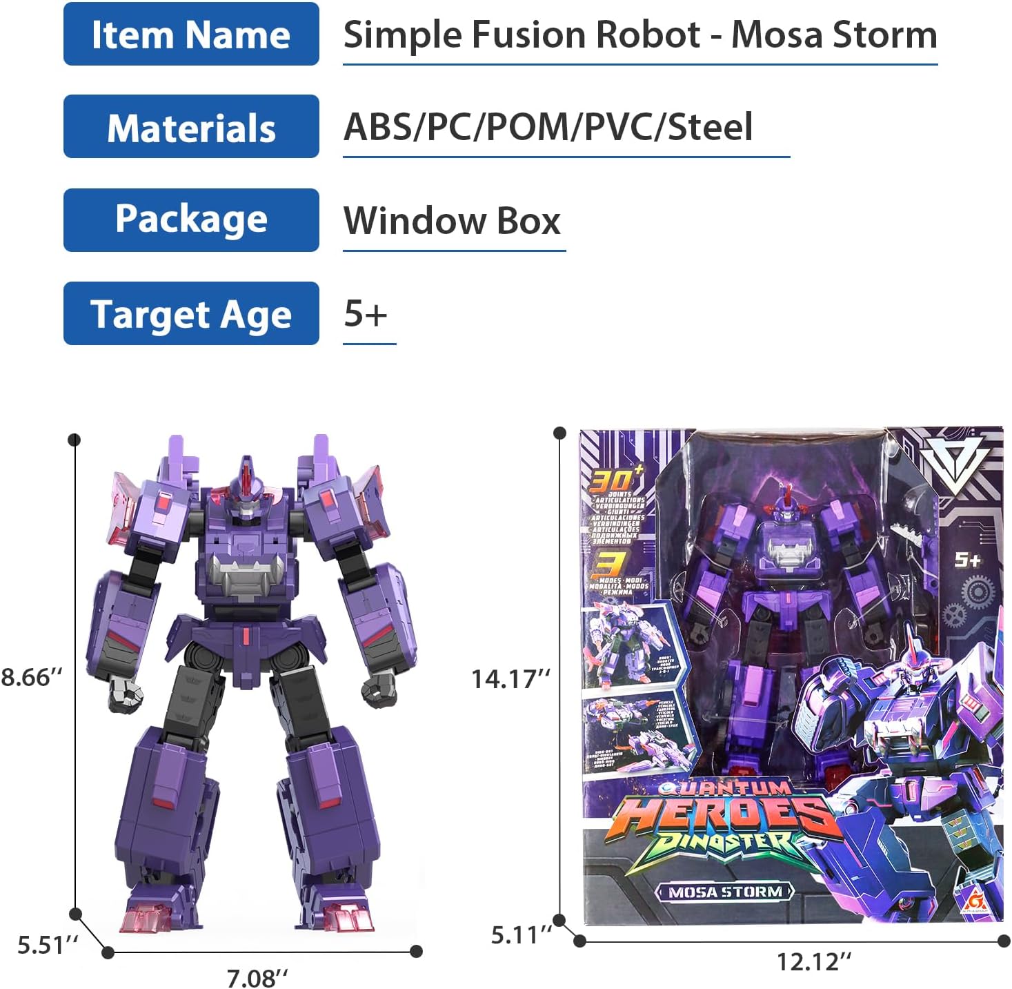 Thumbnail 5 de Quantum Heroes Dinoster Mosa Storm EU580816 3-in-1 Transforming Robot, Purple