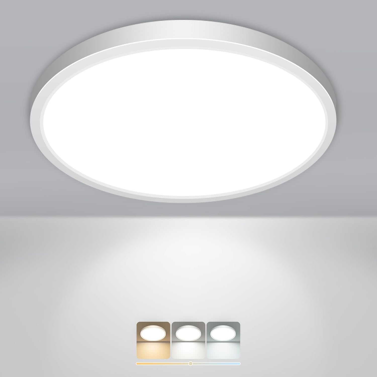 Detalle de slochi Bathroom Light with 3 Colour Temperatures – IP44 Round Flush Ceiling Light (Ø22 cm)
