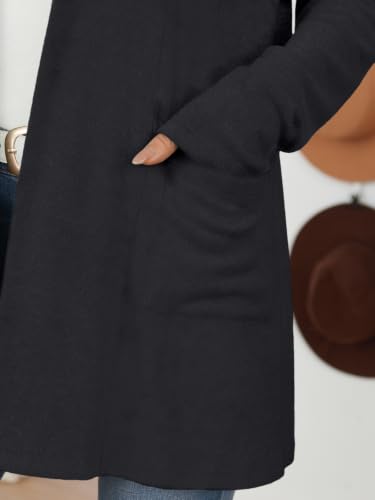 Detalle de LILLUSORY Long Cardigans for Women UK Lightweight Open-Front Knit in Black (Size L)