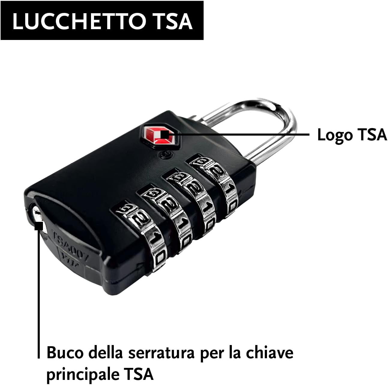 Detalle 2 de Lucchetti TSA con codice a 4 cifre 4 pezzi