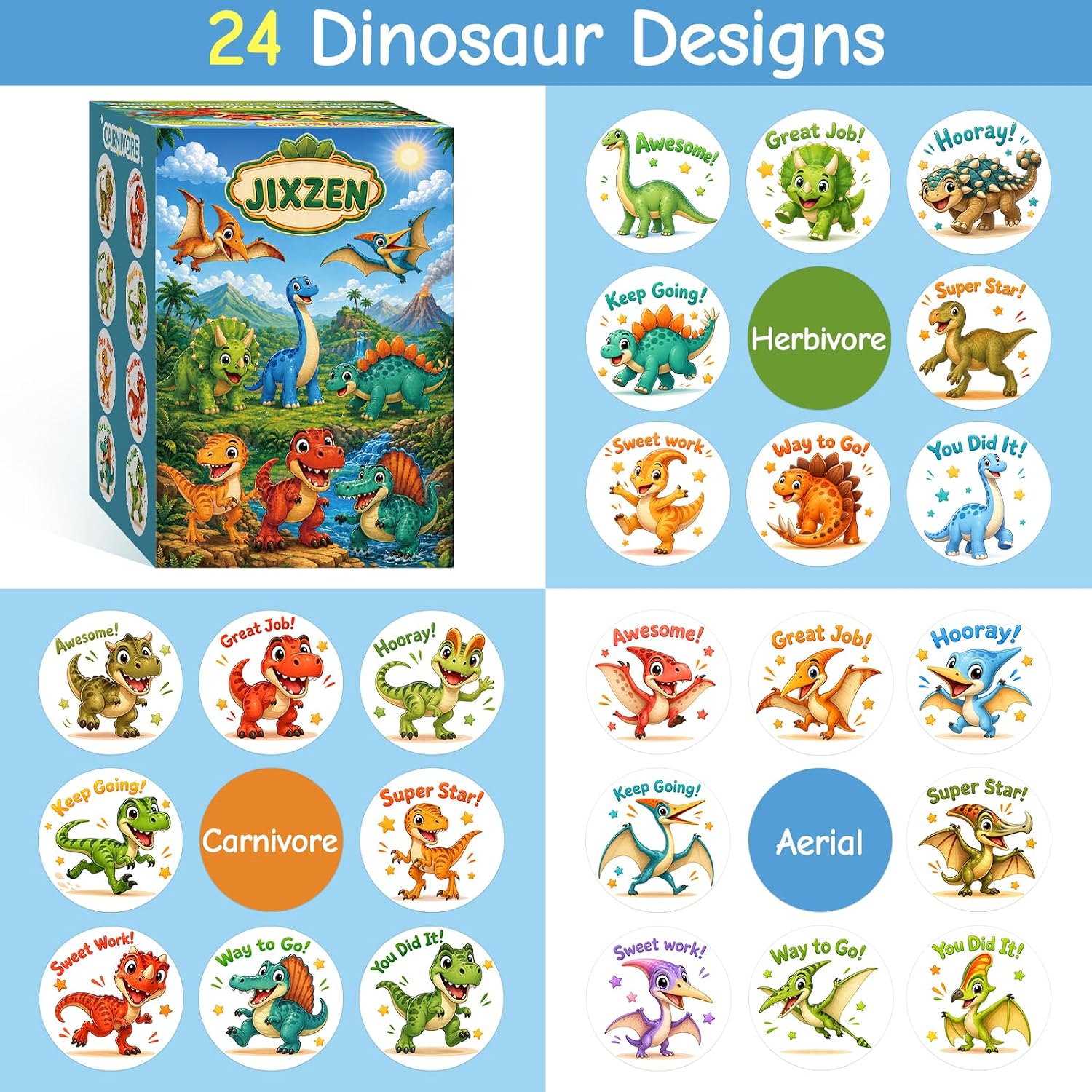 Detalle de Dinosaur Stickers for Kids, 1-Inch