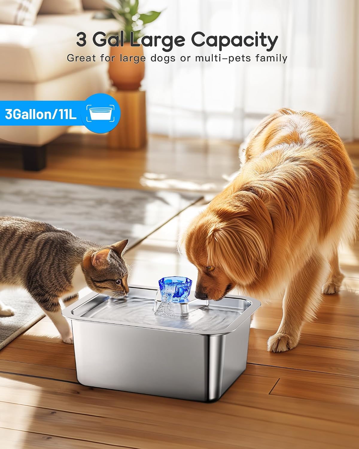 Detalle 2 de 3 Gallon Large Dog Water Fountain Dispenser