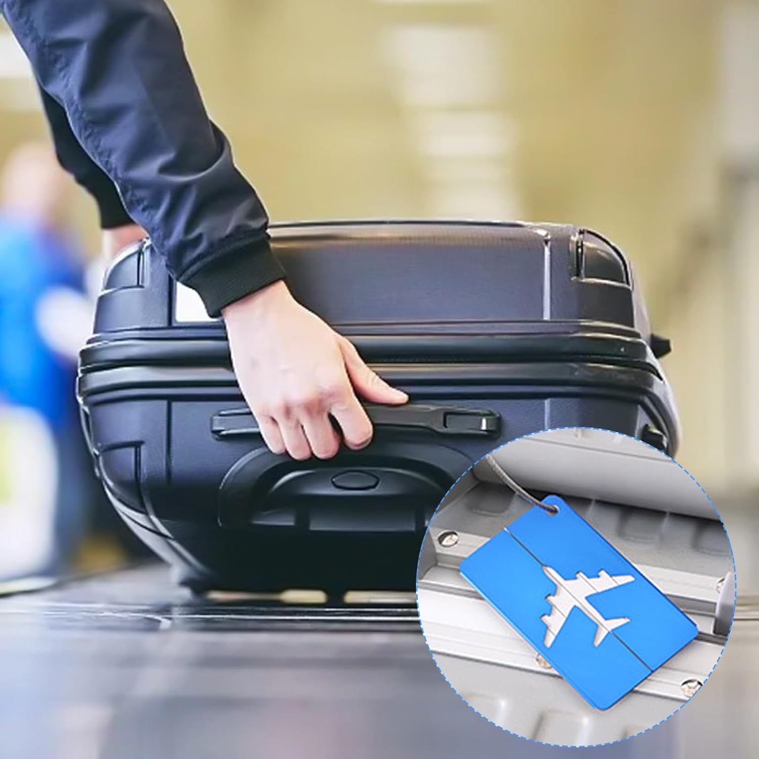 Detalle de Elvielsl 6 Pcs Aluminium Luggage Tags with Steel Loop and Privacy-Protected ID Card