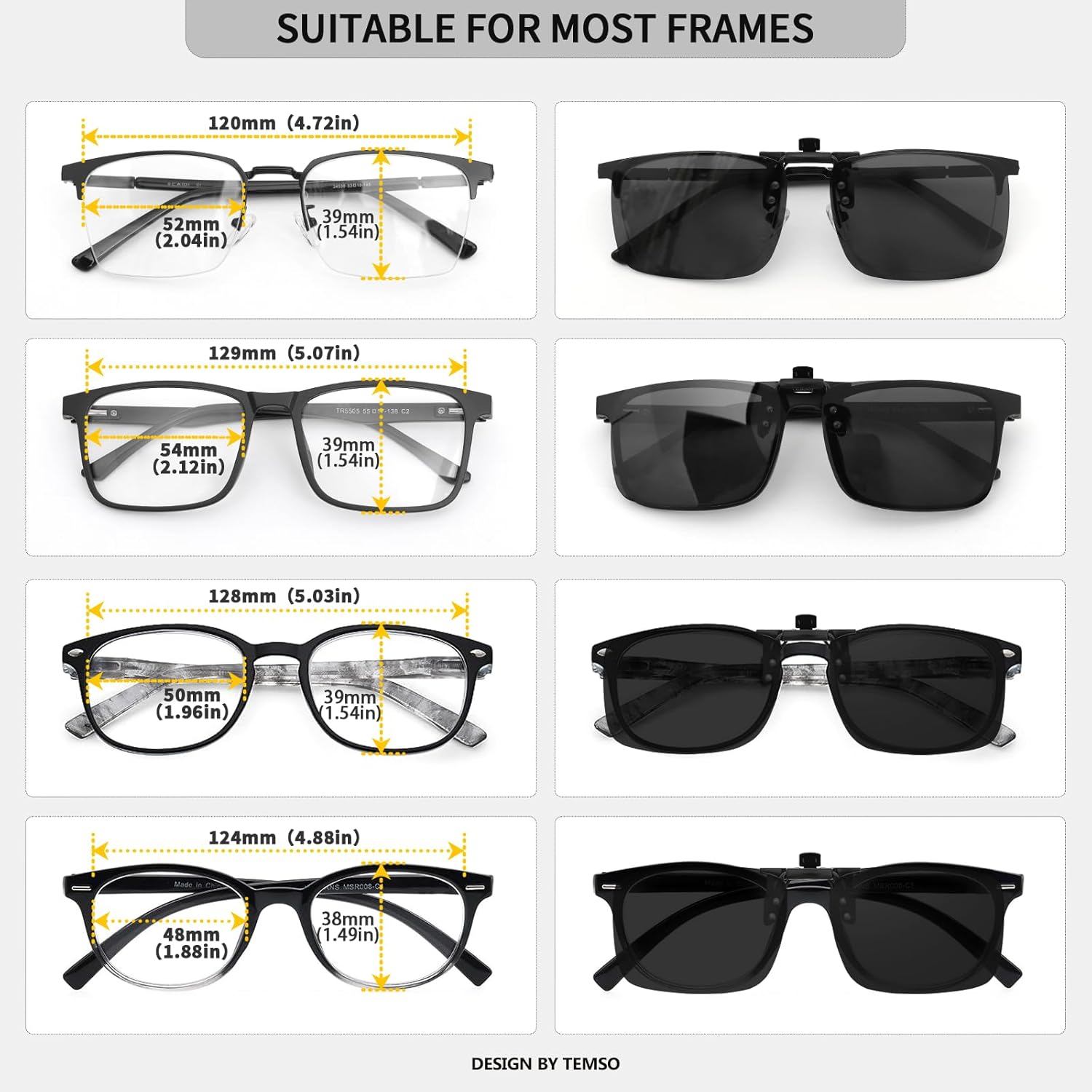 Detalle de TEMSO clip on sunglasses UV400 8g
