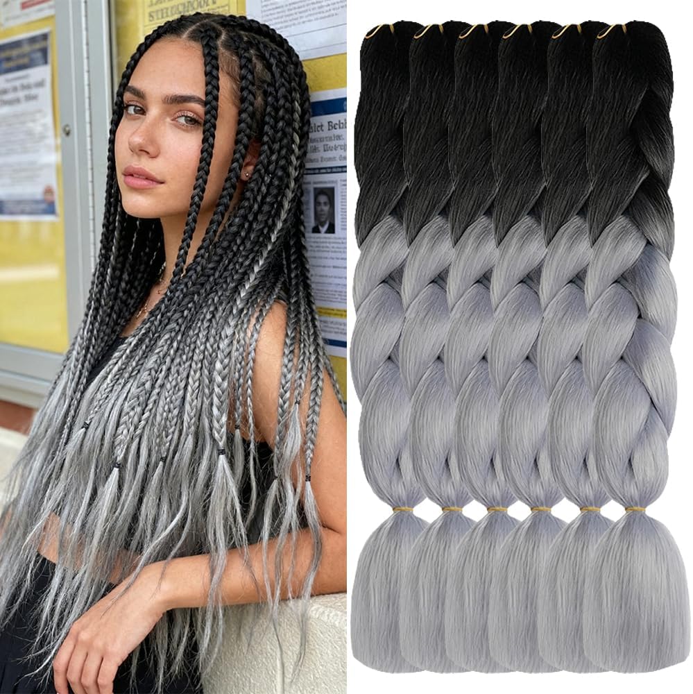 Thumbnail 6 de ShowJarlly Capelli per Treccine Africane Jumbo 24" - Estensione Morbida in Fibre Sintetiche (Viola Scuro)