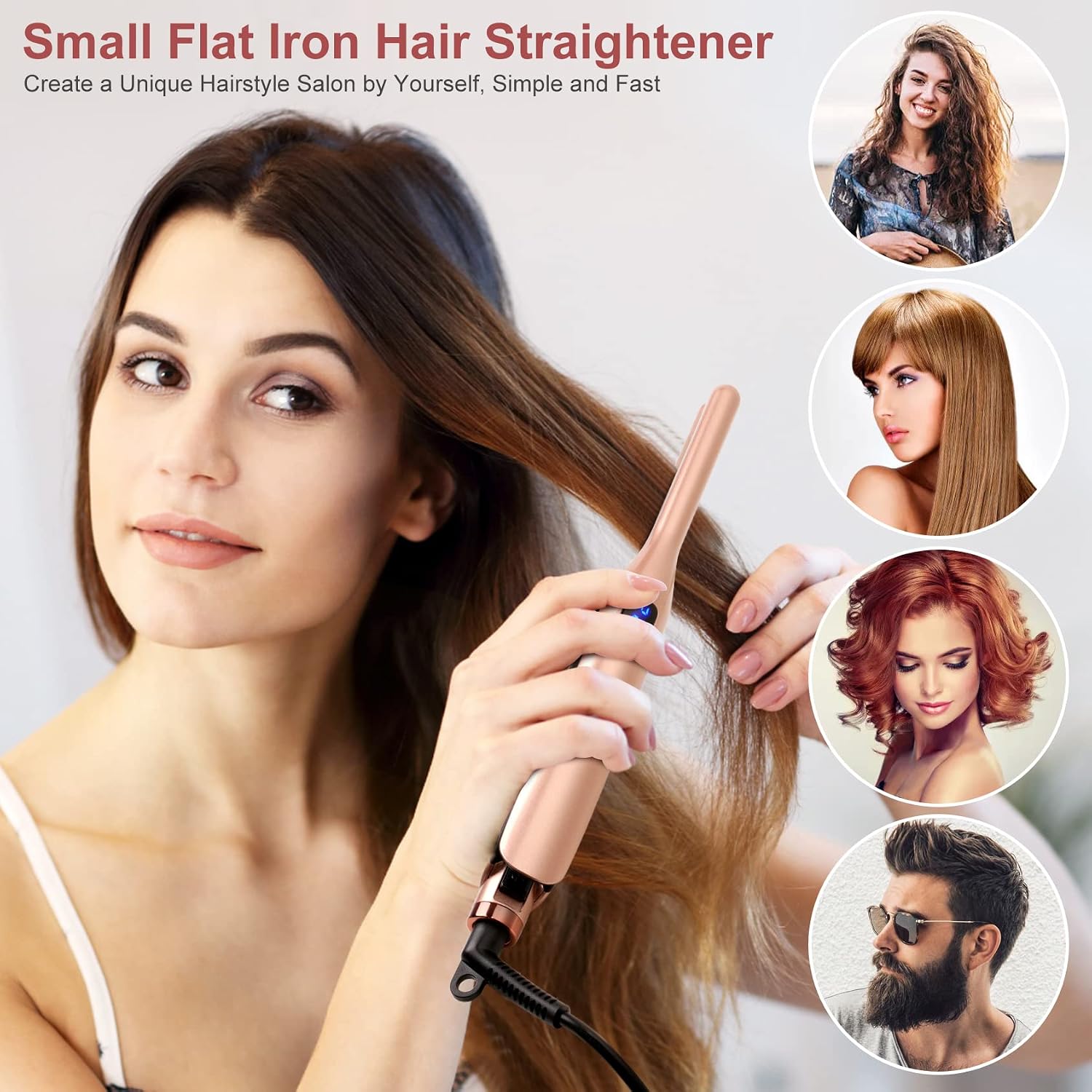 Detalle 2 de Mini Hair Straightener Pencil Adjustable Temperature ✂
