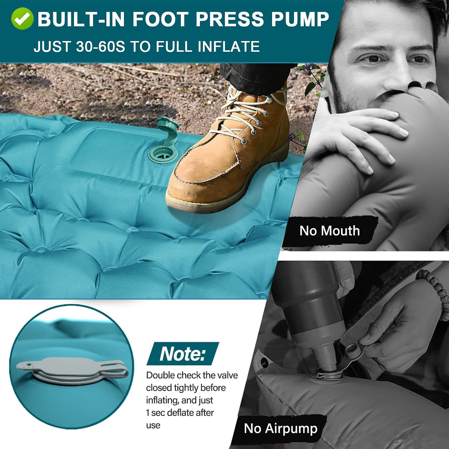 Detalle de Xndryan Camping Mat Inflatable Mattress with Built-in Foot Pump