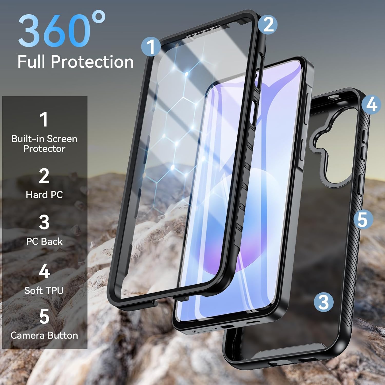 Detalle 2 de OWKEY Coque Galaxy A57 5G 360° TPU Noir