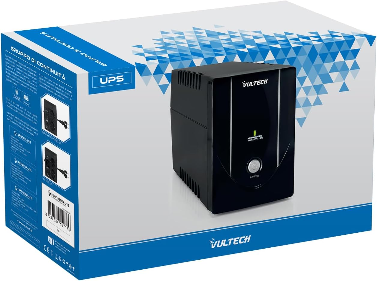 Detalle de VulTech UPS1200VA-LITE – zasilacz awaryjny 1200 VA, 600 W z AVR