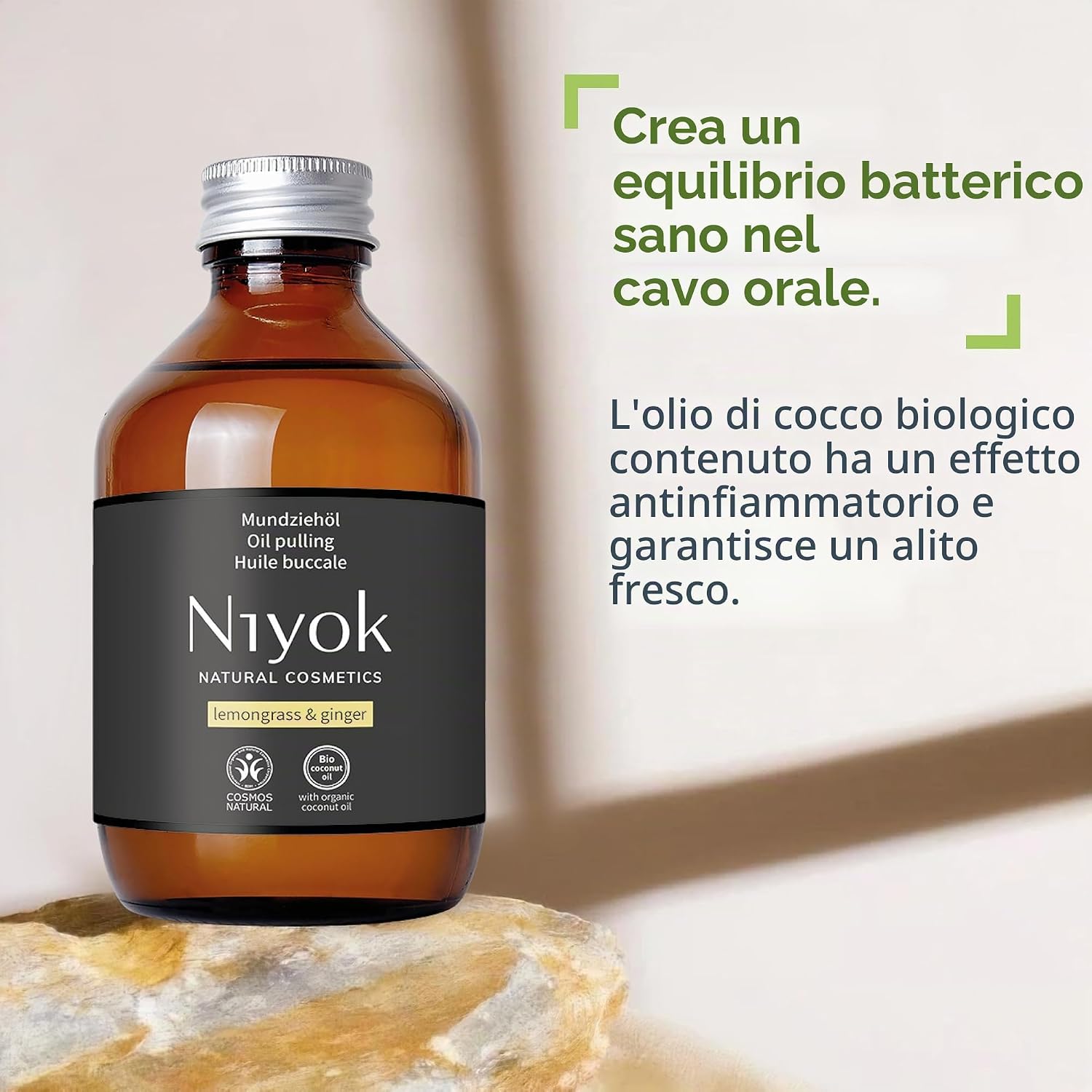Detalle de Niyok Olio per oil pulling bio Lemongrass & Zenzero – 200 ml