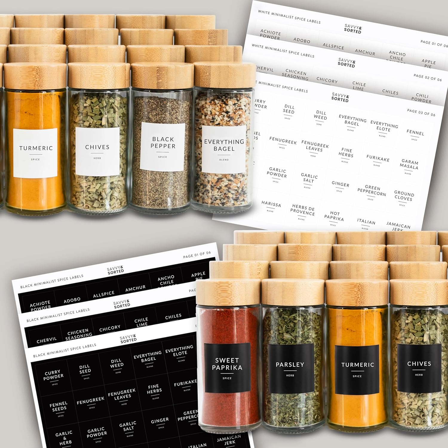Detalle de SAVVY & SORTED Spice Jar Set, 4 oz