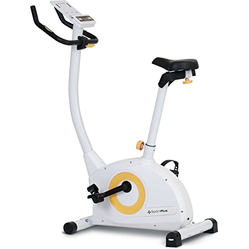 Detalle de SportPlus Ergo-Heimtrainer SP-HT-9510-W-iE: bicicleta estática compacta con 24 niveles de resistencia y conexión Kinomap