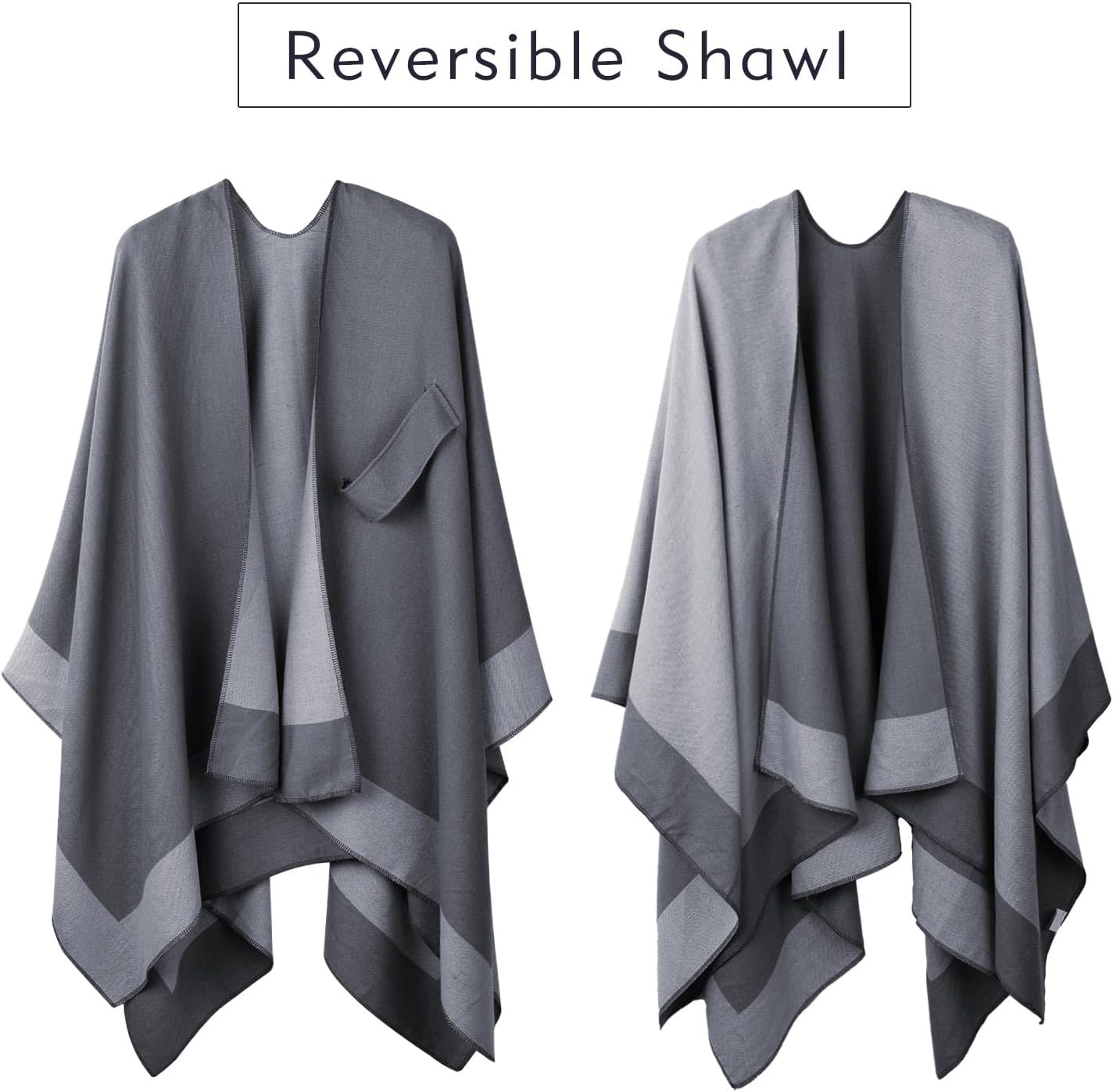 Thumbnail 2 de Zetieny Poncho Damen Winter Warm Mantel – eleganter Strickcape Cardigan