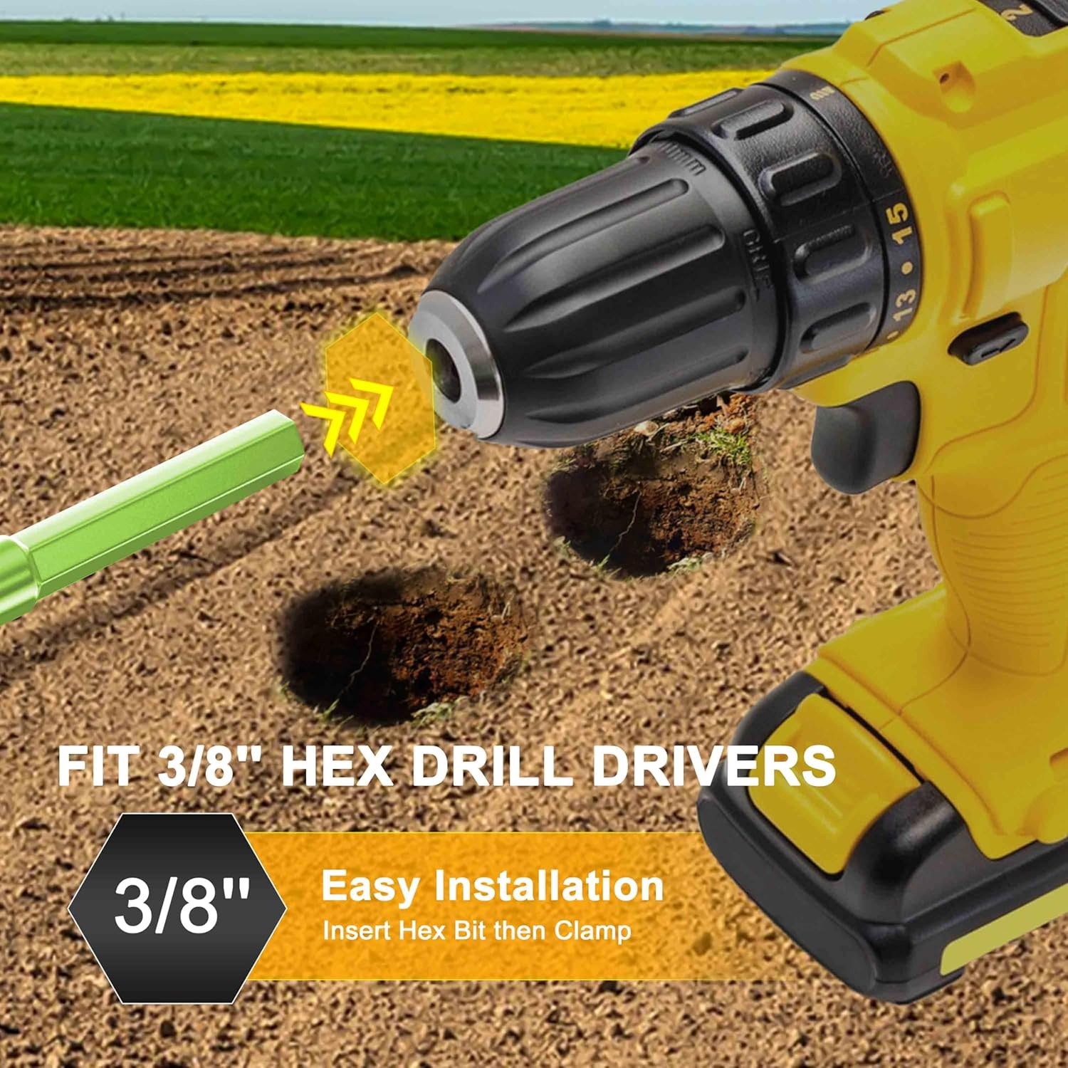 Detalle 2 de TCBWFY 3.5"x16" & 1.6"x16.5" Garden Auger Drill Bit ๐