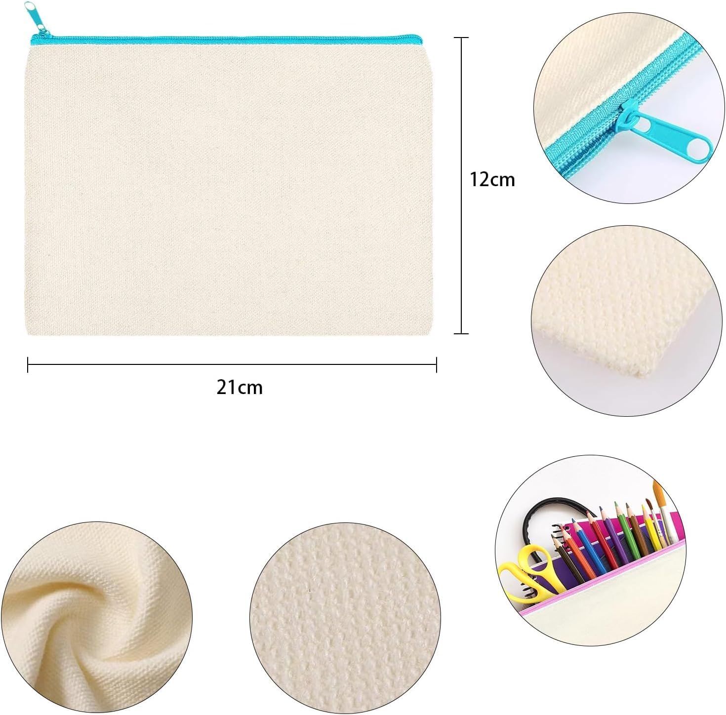 SIMEIXI DIY Blank Fabric Bag 21 x 12 cm